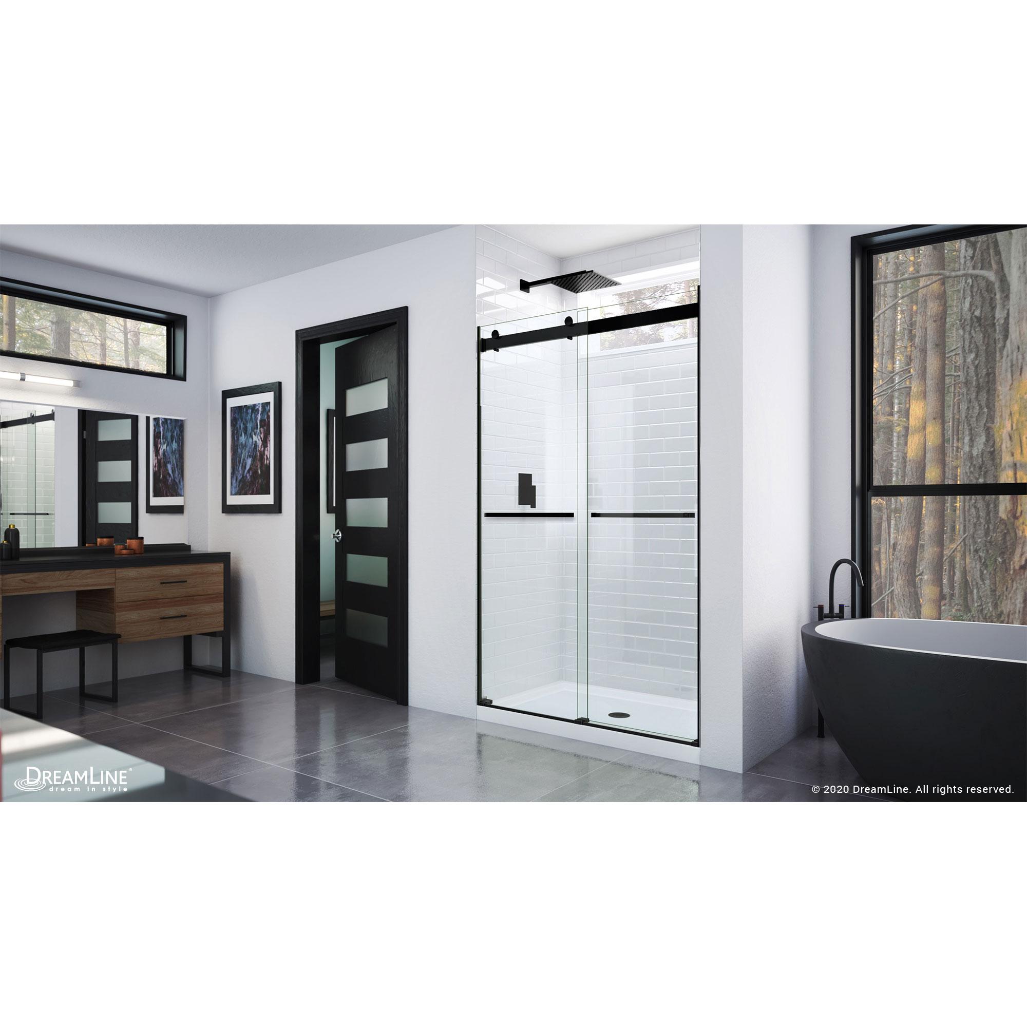 44" - 48" W 76" H Reversible Semi-Frameless Shower Door with ClearMax Technology