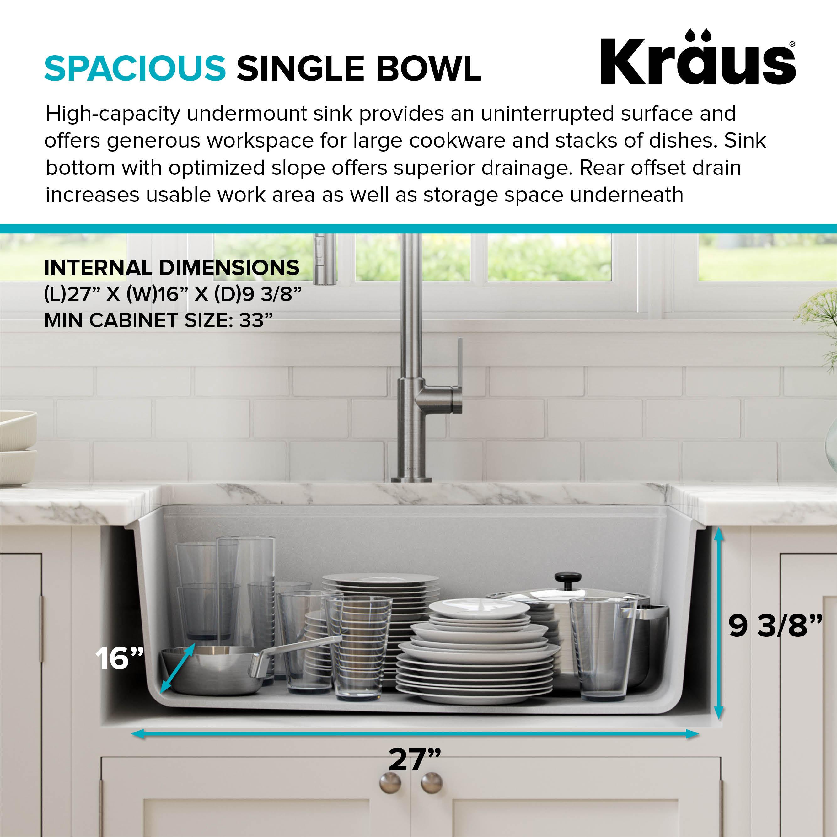 30 in. KRAUS Bellucci Workstation Undermount Granite Composite Single Bowl Kitchen Sink in White with Accessories