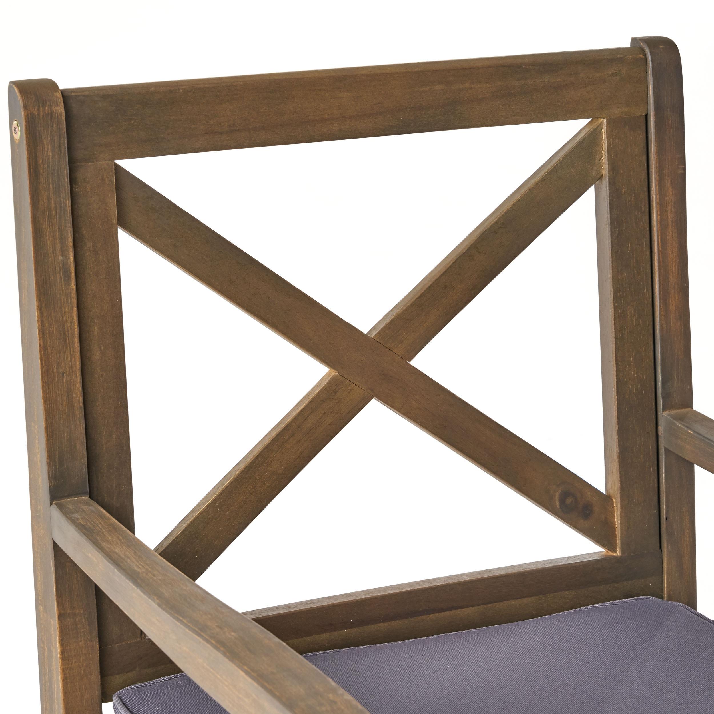 Gracie Oaks Outdoor Acacia Wood Patio Armchair,for Backyard, Poolside, Garden (Set of 2)
