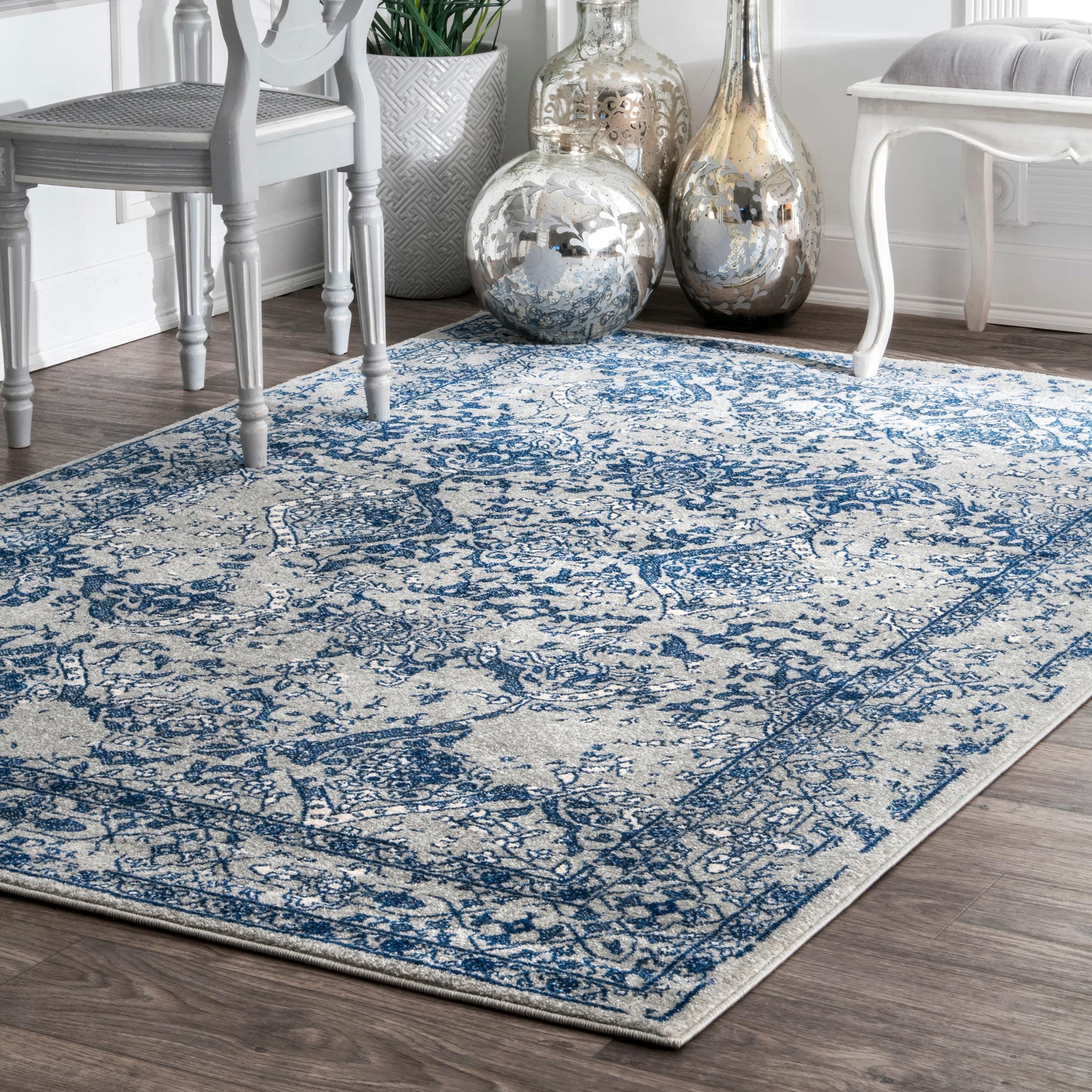Nuloom Odell Oriental/Persian 6 Square Indoor Area Rug for Living Room Bedroom Dining Room Kitchen, Blue/Ivory
