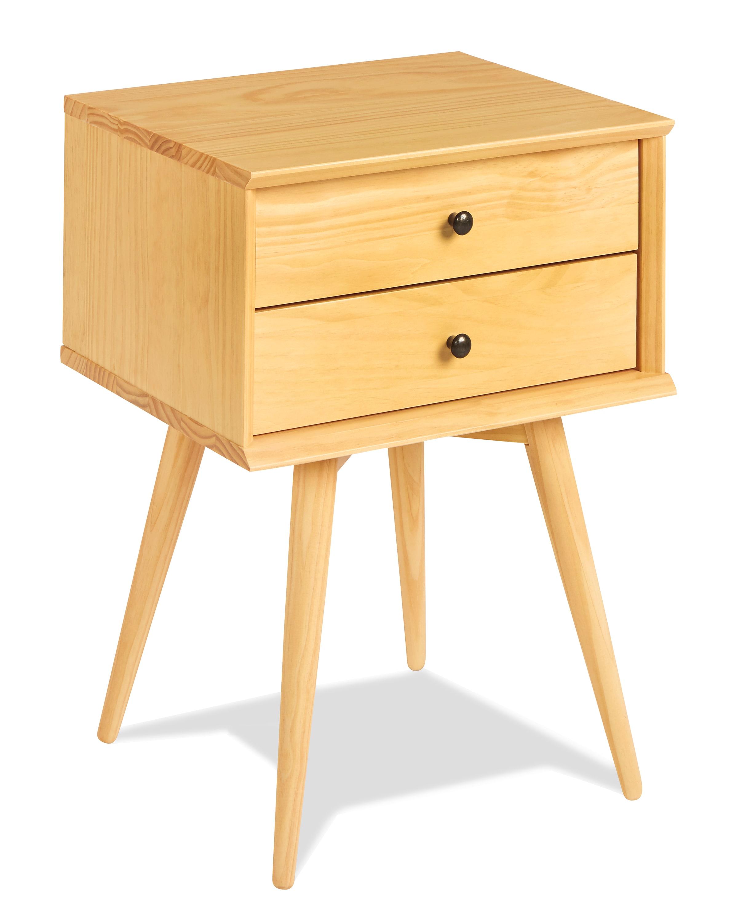 Camaflexi Mid Century Nightstand 2-Drawer Night Stand Cabinet, Scandinavian Oak