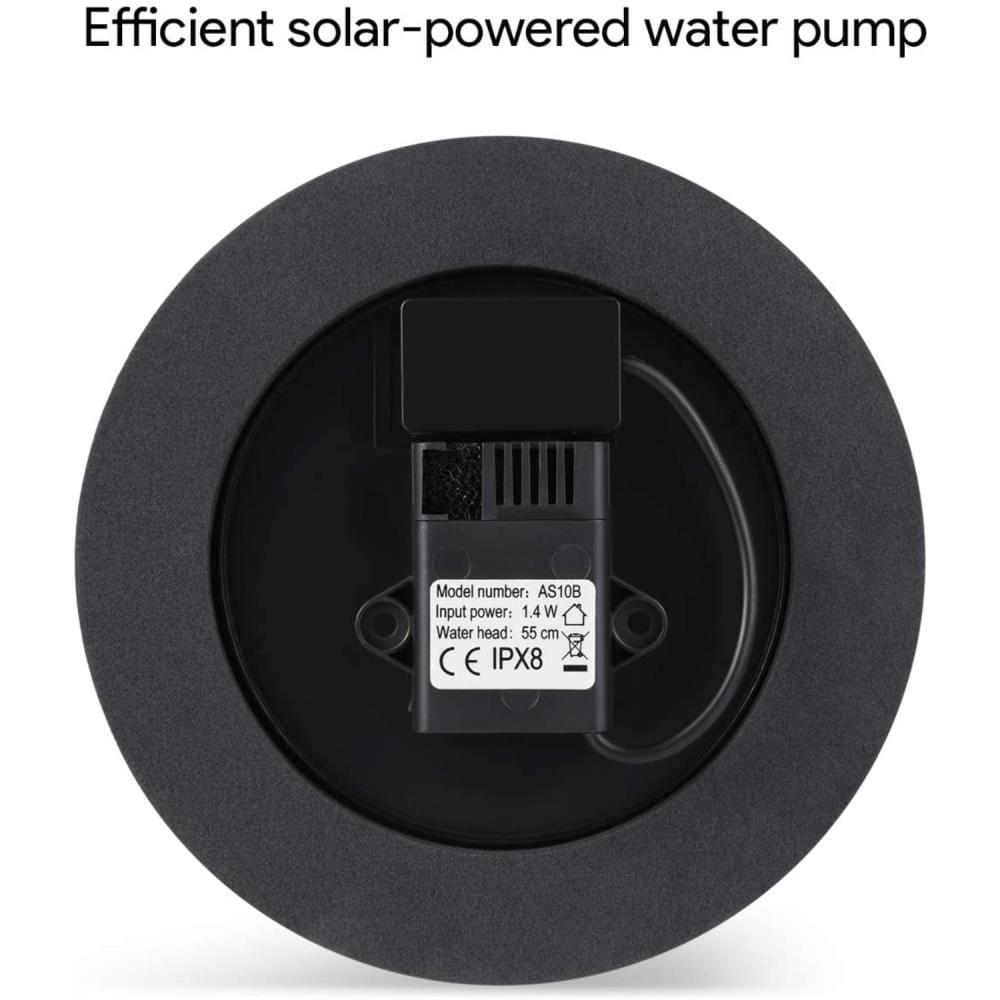 Dartwood Solar Bird Bath and Water Fountain with 4 Different Nozzle Heads - Perfect for Bird Baths and Small Ponds