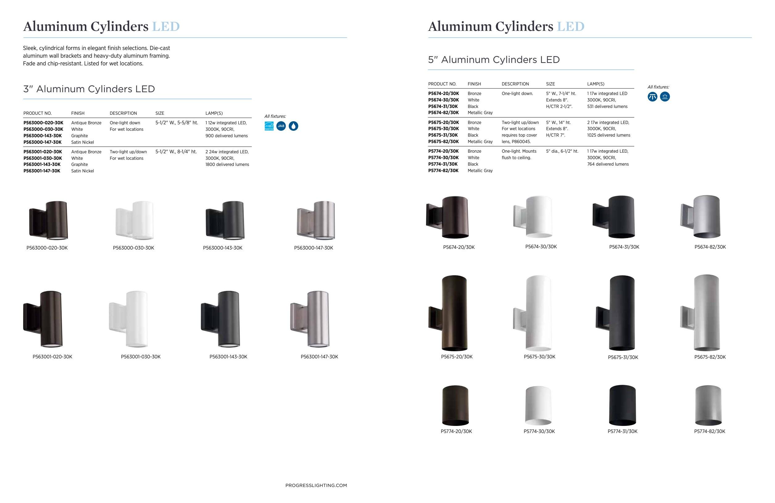 Progress Lighting Cylinders 1-Light Outdoor Wall Lantern in Antique Bronze with Aluminum Frame and LED Shade