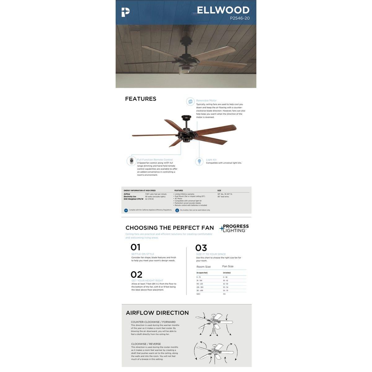 Progress Lighting - Ceiling Fans - Ellwood - Wide - Ceiling Fan - Handheld