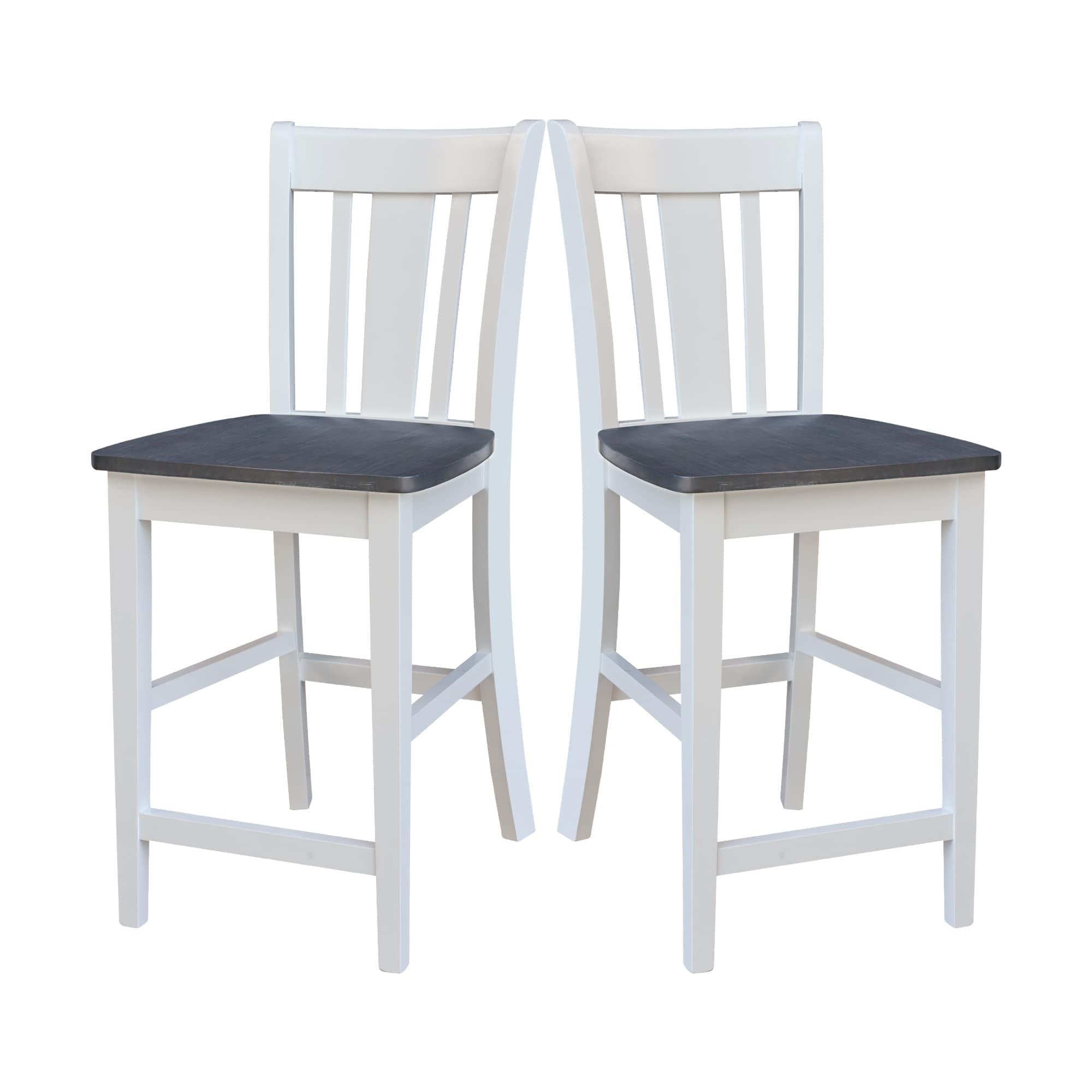 24" San Remo Counter Height Barstool White - International Concepts: Hardwood Frame, Armless Design, Fixed Seat