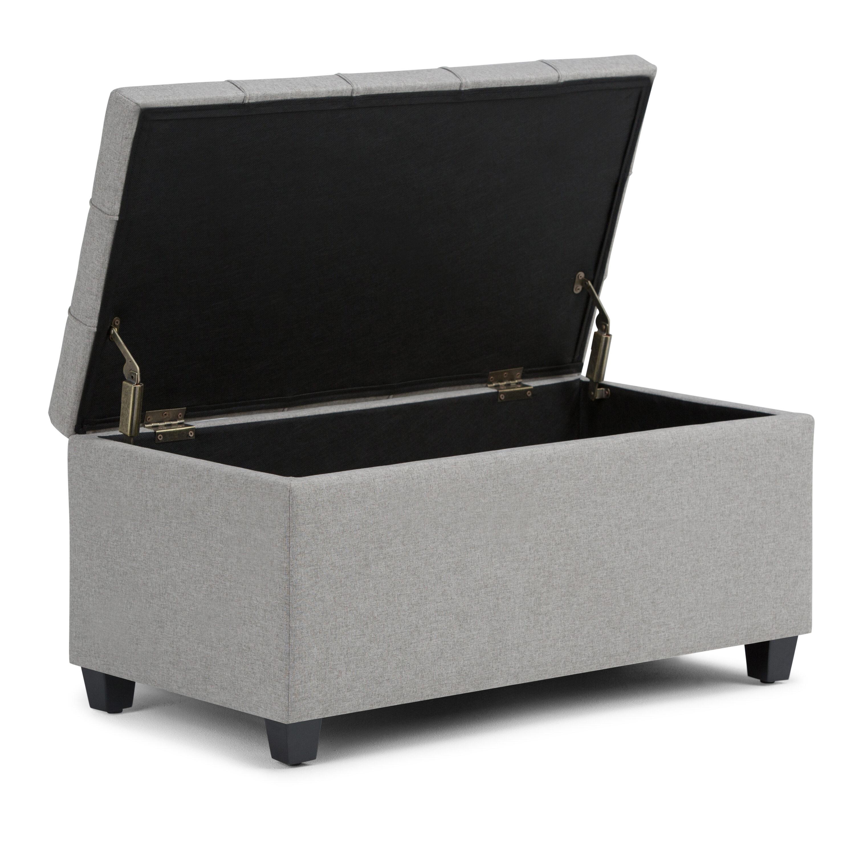 Simpli Home Sienna 33"W Upholstered Storage Ottoman Bench with Lift-Up Tufted Top