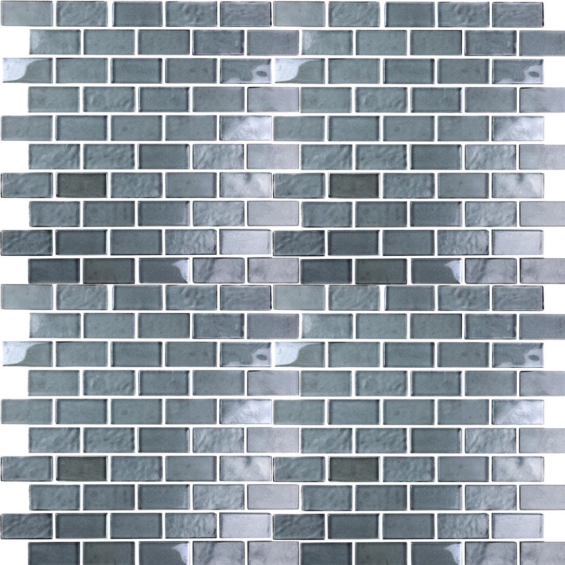 Landscape 1 in. x 2 in. Translucent Glass Plastic Face Mounted Brick Mosaic Designer Pool Tile