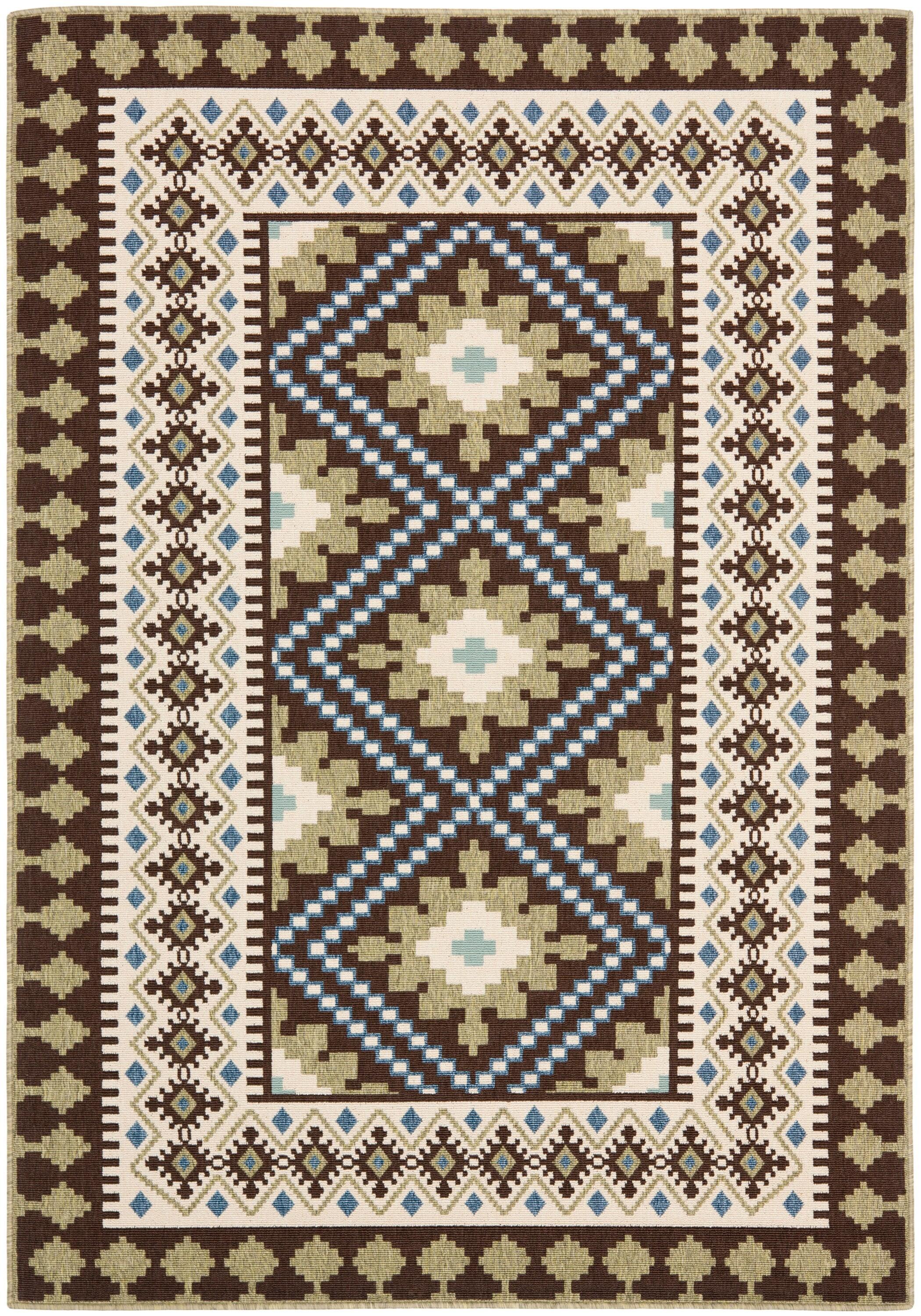 Veranda VER099 Power Loomed Indoor/Outdoor Area Rug - Chocolate/Green - 5'3"x7'7" - Safavieh.