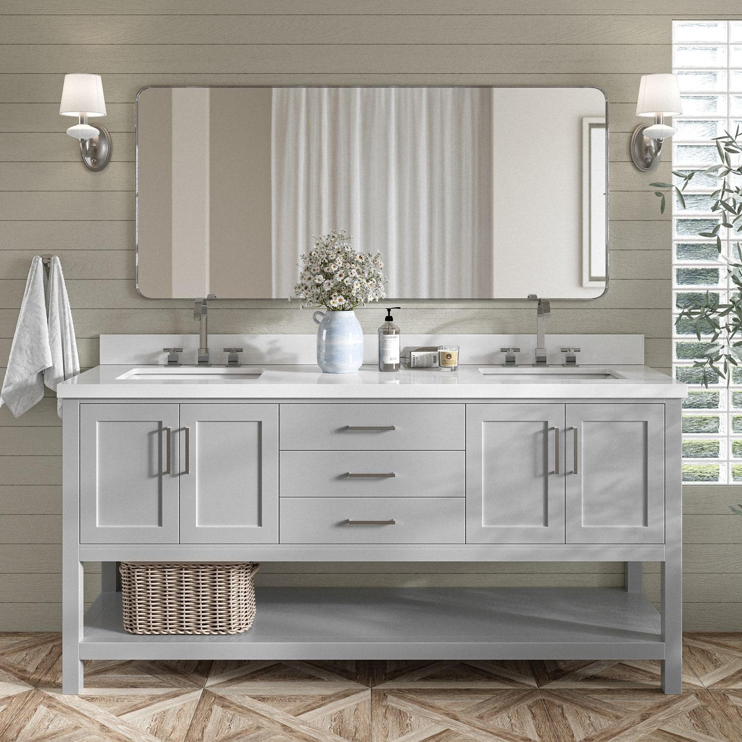 Ariel S073dwqrvo Magnolia 72" Free Standing Double Basin Vanity Set - Grey / Pure White