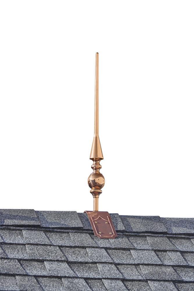 Good Directions 28" Aragon Pure Copper Finial with Decorative Copper Roof Mount - 34"H
