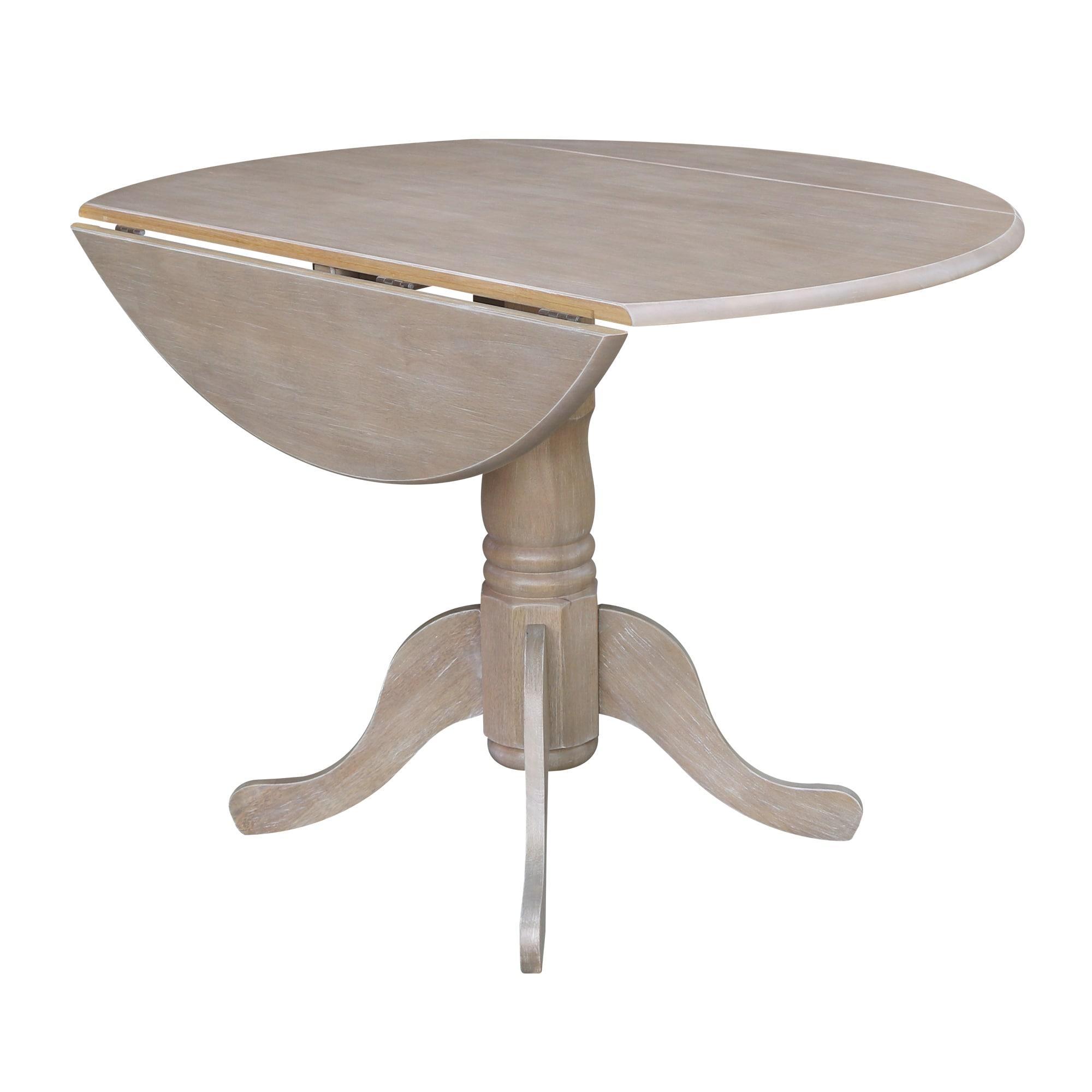 42" Mason Round Dual Drop Leaf Extendable Dining Table - International Concepts: Seats 4, Pedestal Base