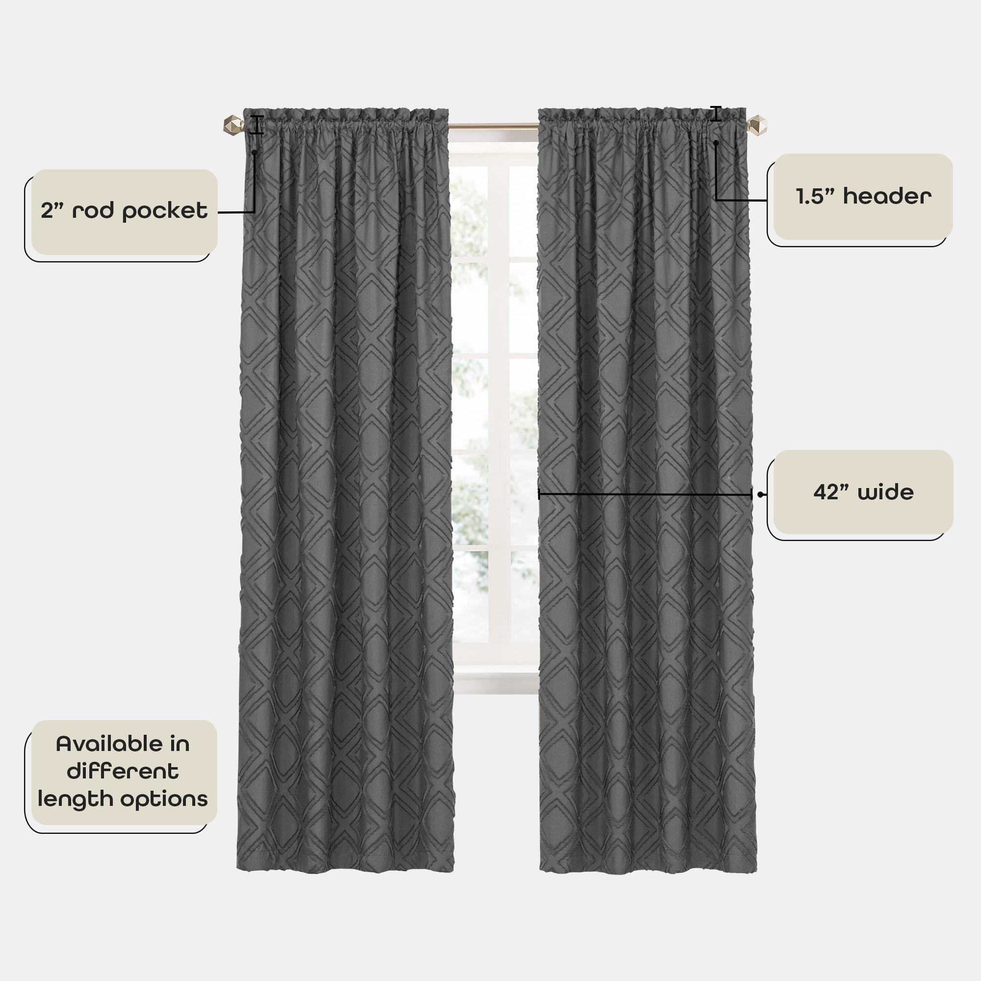 Achim Blake Geometric Diamond Rod Pocket Light Filtering Curtain Panel, Charcoal, 42" x 84"