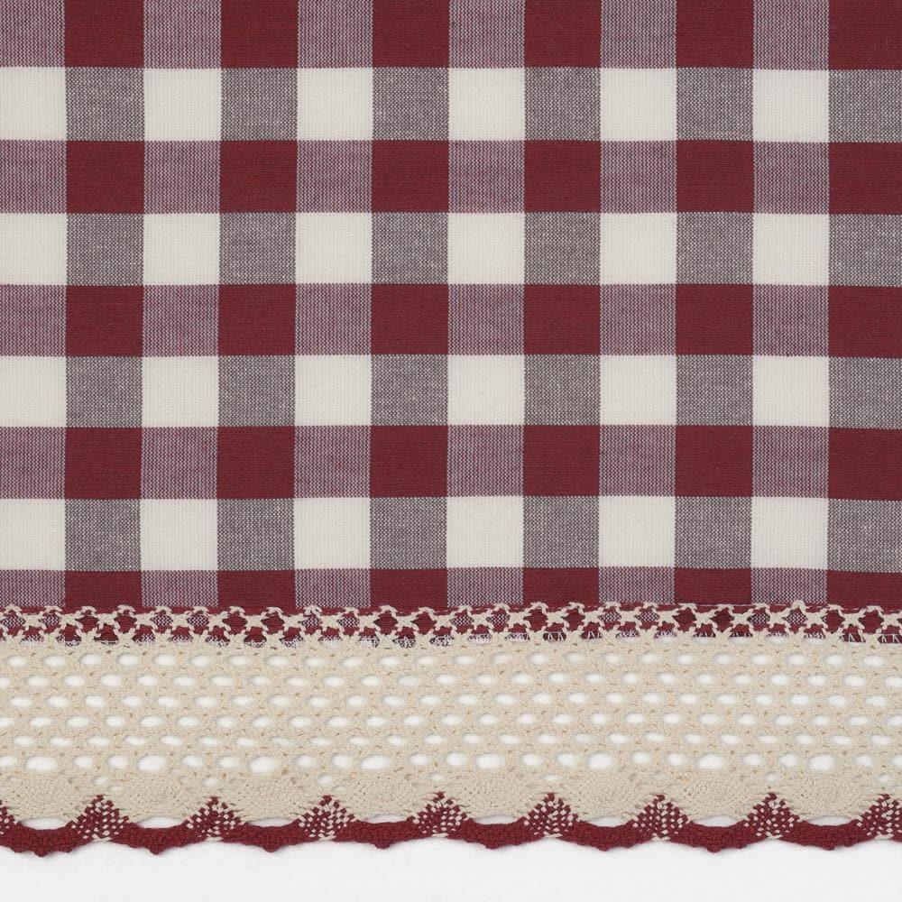 Buffalo Check Plaid Gingham Tie-Up Window Single Curtain, 42" x 63", Burgundy