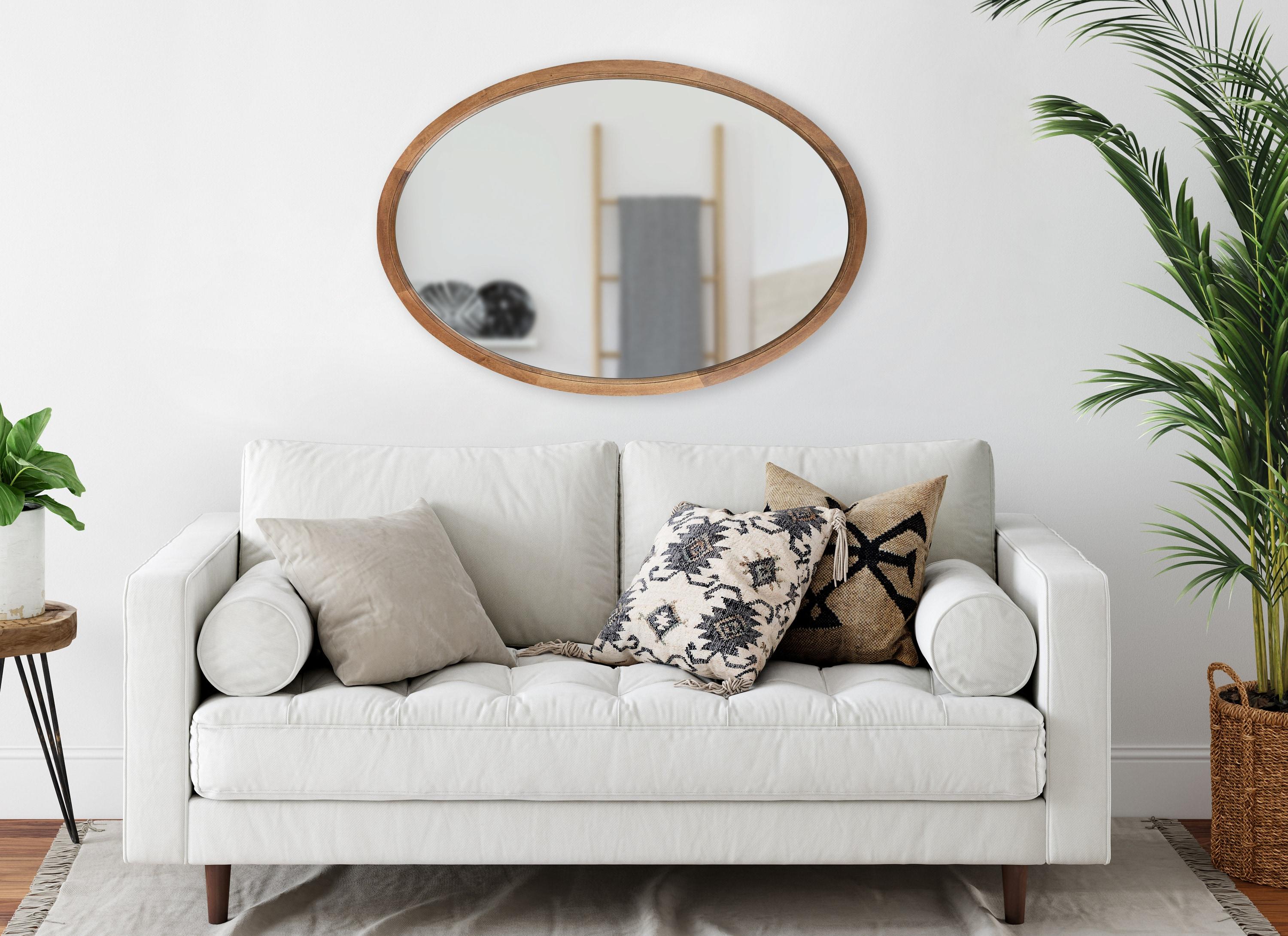 Kate and Laurel Hogan Farmhouse Oval Framed Wall Mirror, 24 x 36, Rustic Brown, Decorative Bulletin Board for Wall
