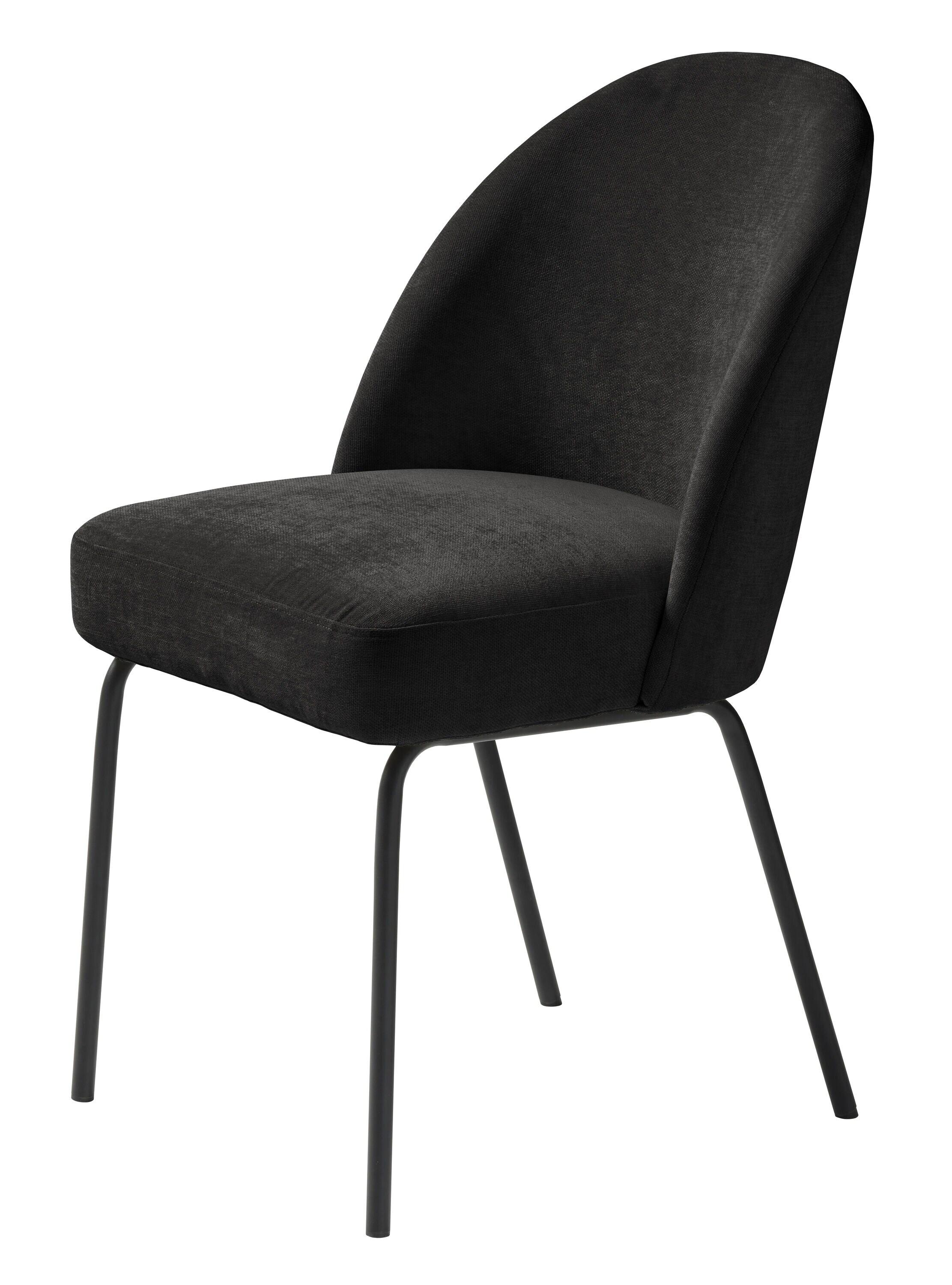 Unique Furniture Chenille Fabric Dining Chair in Charcoal/Black (Set of 2)