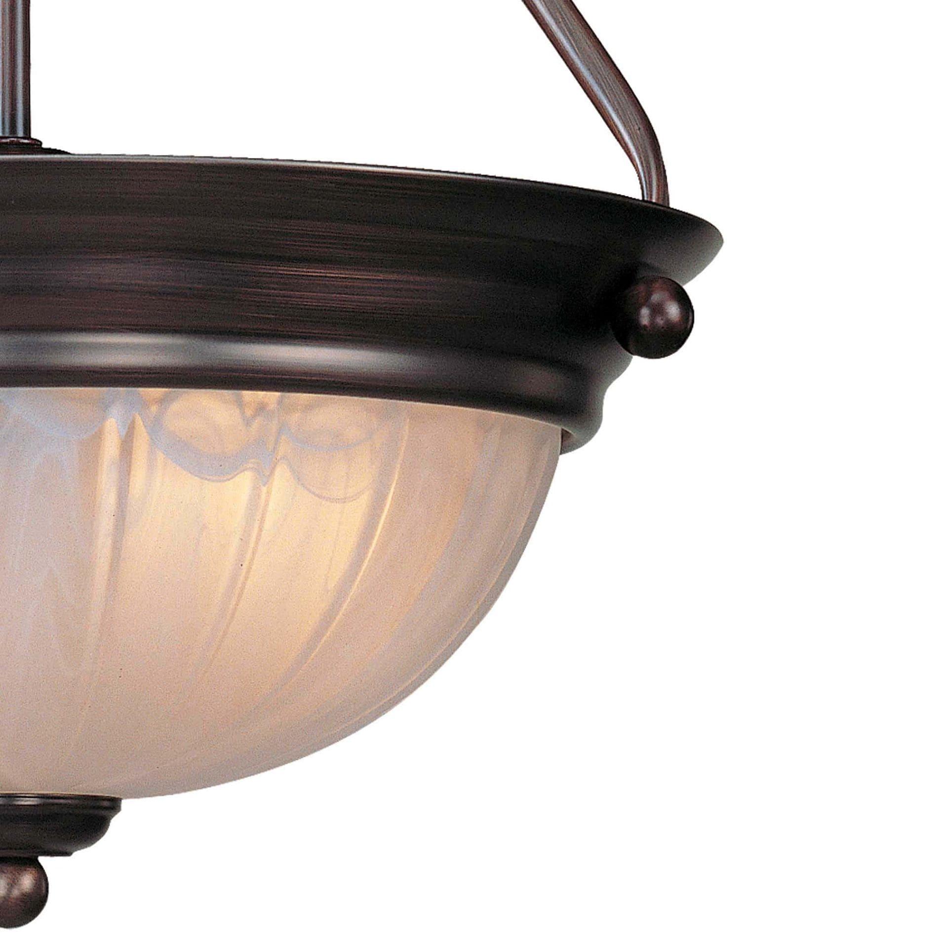 Marti 2-Light Indoor Antique Bronze Semi-Flush Mount Ceiling Fixture with Alabaster Melon Glass Bowl