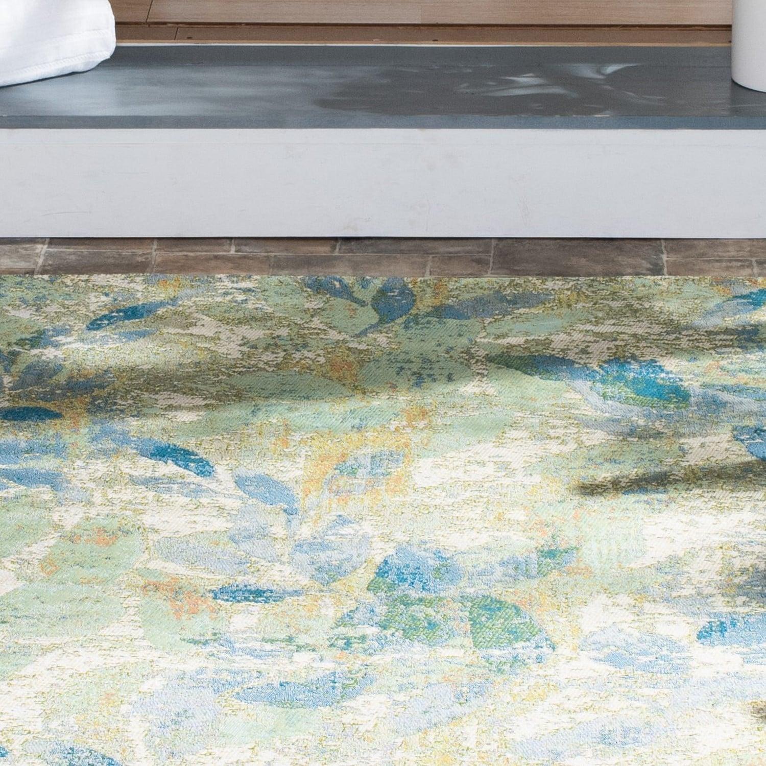 Barbados BAR594 Power Loomed Indoor and Outdoor Area Rug - Blue/Ivory - 8'x10'5" - Safavieh.