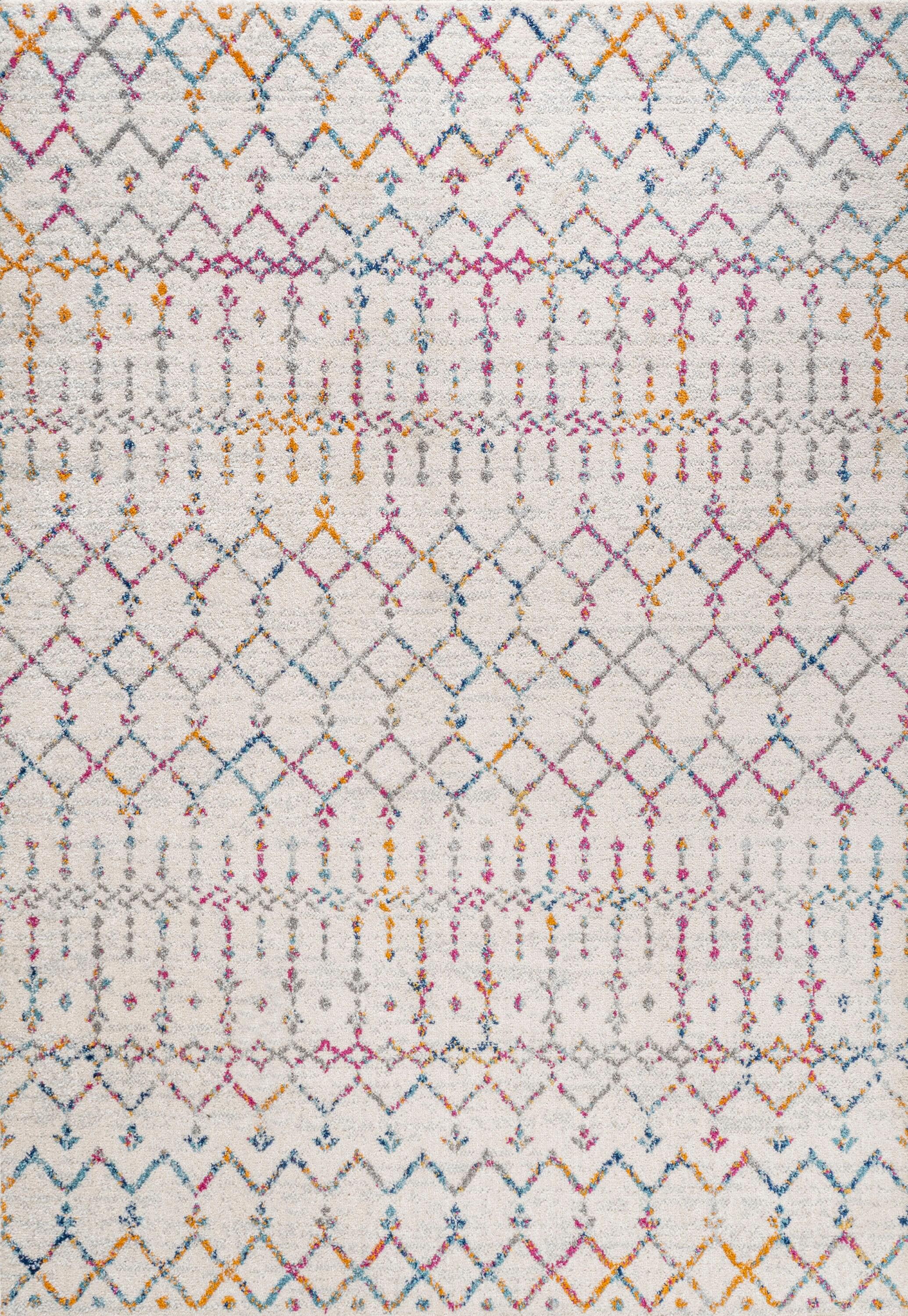 JONATHAN Y Moroccan HYPE Boho Vintage Diamond Ivory/Multi 3 ft. x 5 ft. Area Rug