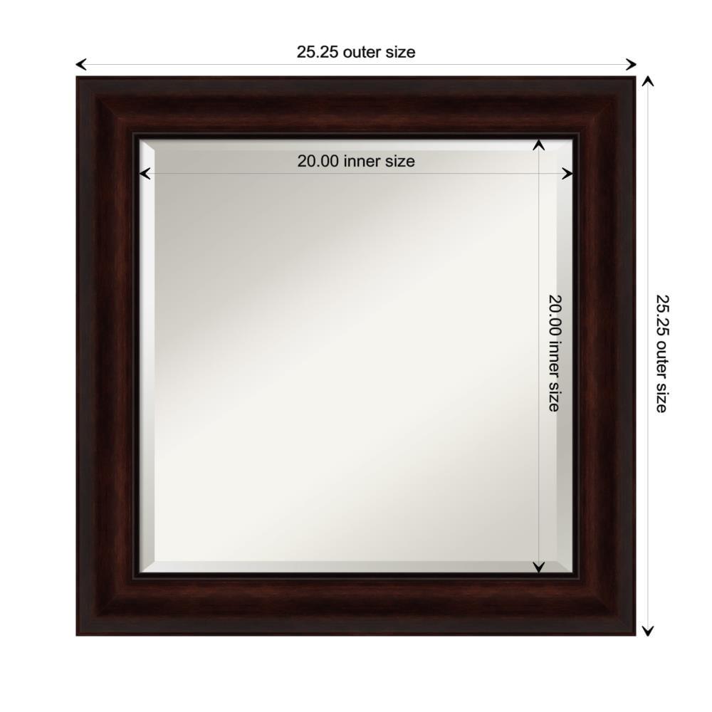 Amanti Art Beveled Bathroom Wall Mirror - Coffee Bean Brown Frame - Coffee Bean Brown Outer Size: 25 x 25 in