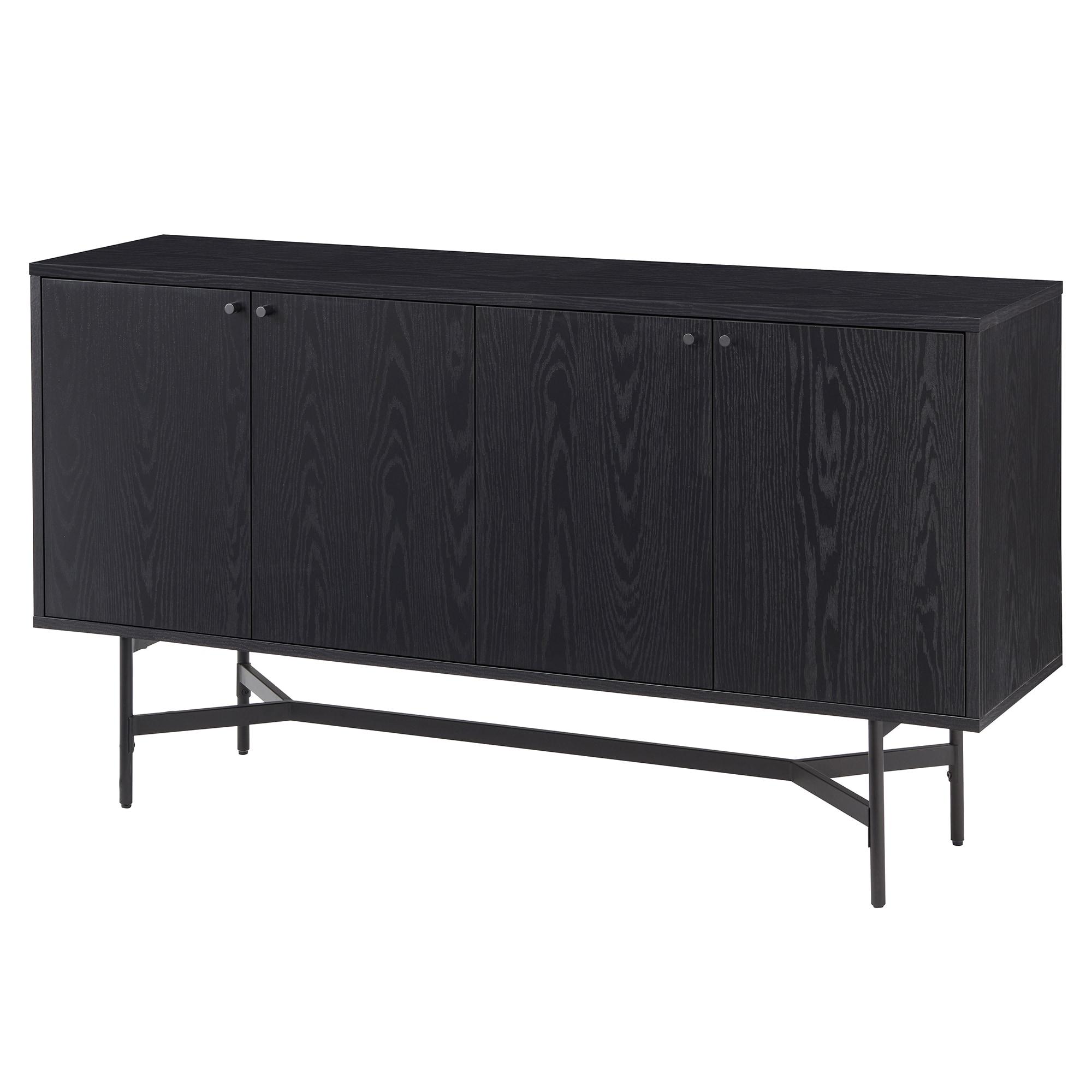 Henn&Hart 58" Black Grain MDF/Metal Buffet Table