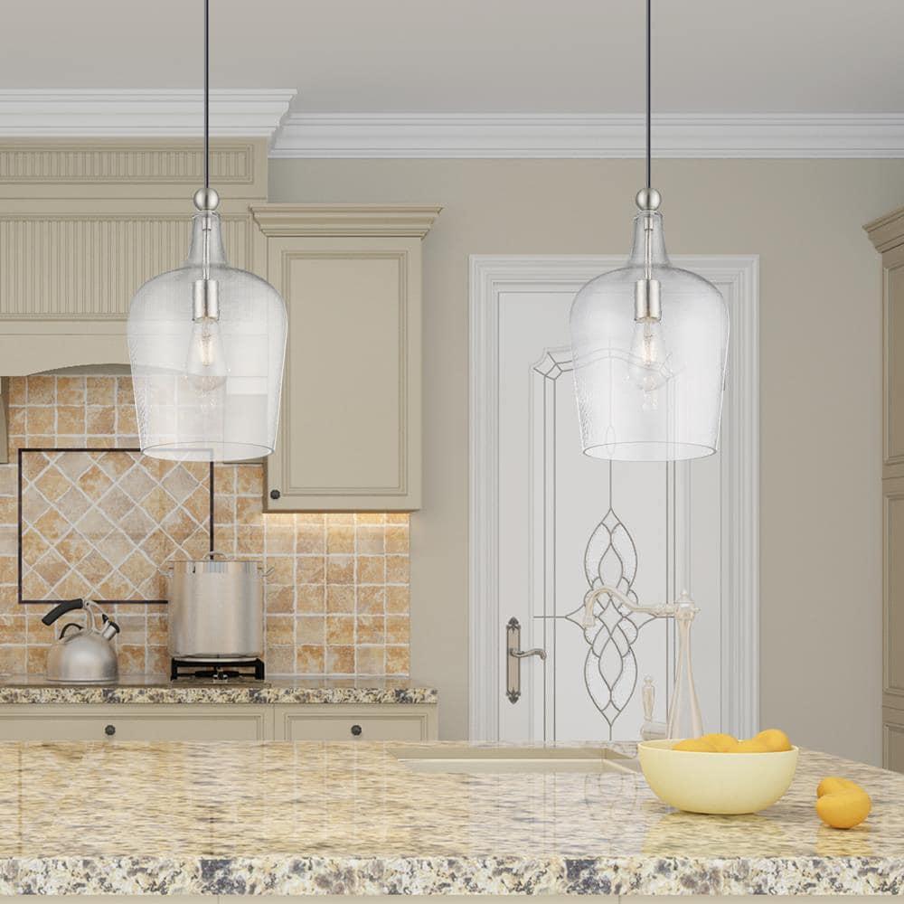 Livex Lighting Art Glass 1 - Light Pendant in  Brushed Nickel