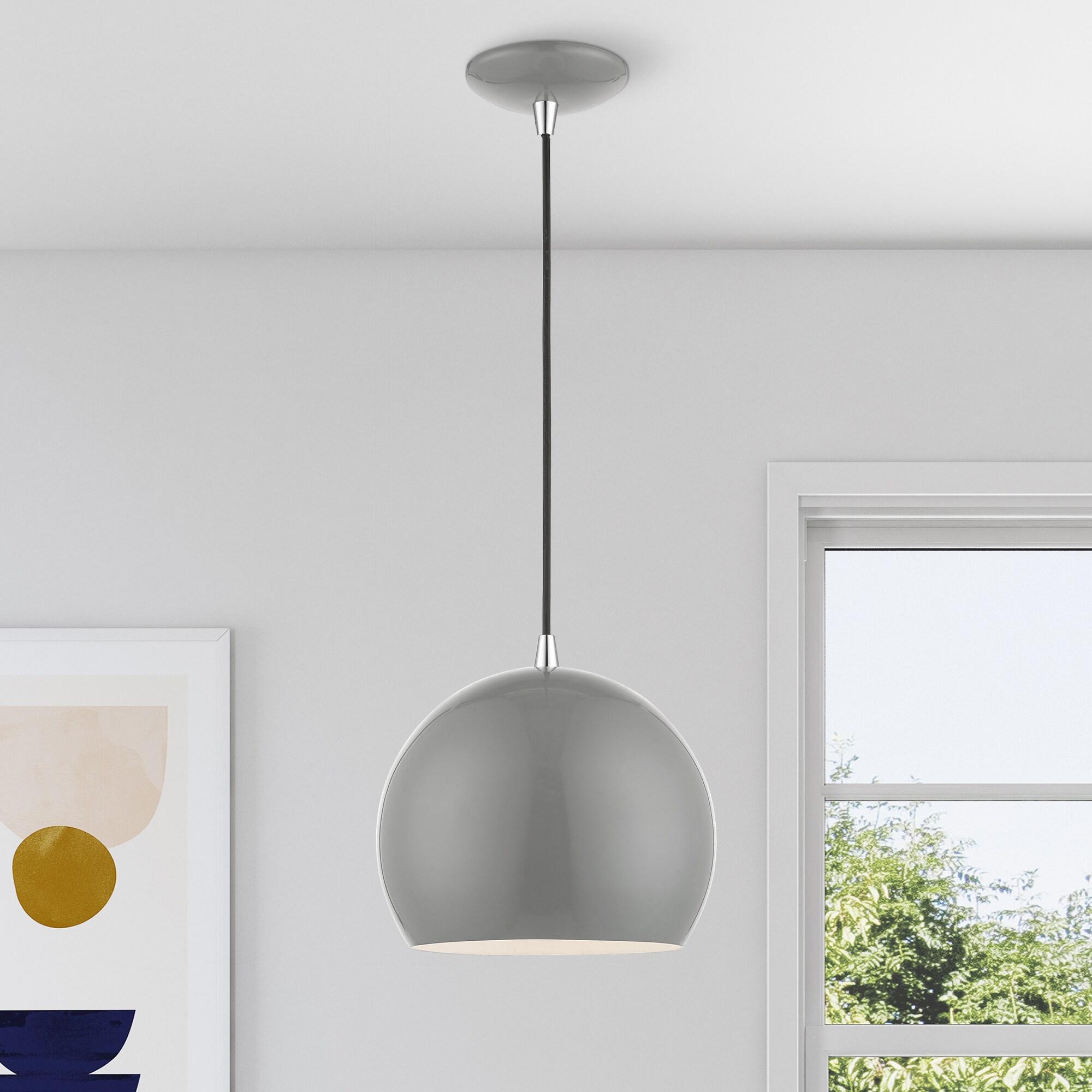 Livex Lighting Piedmont 1 - Light Pendant in  Shiny Light Gray/Polished Chrome