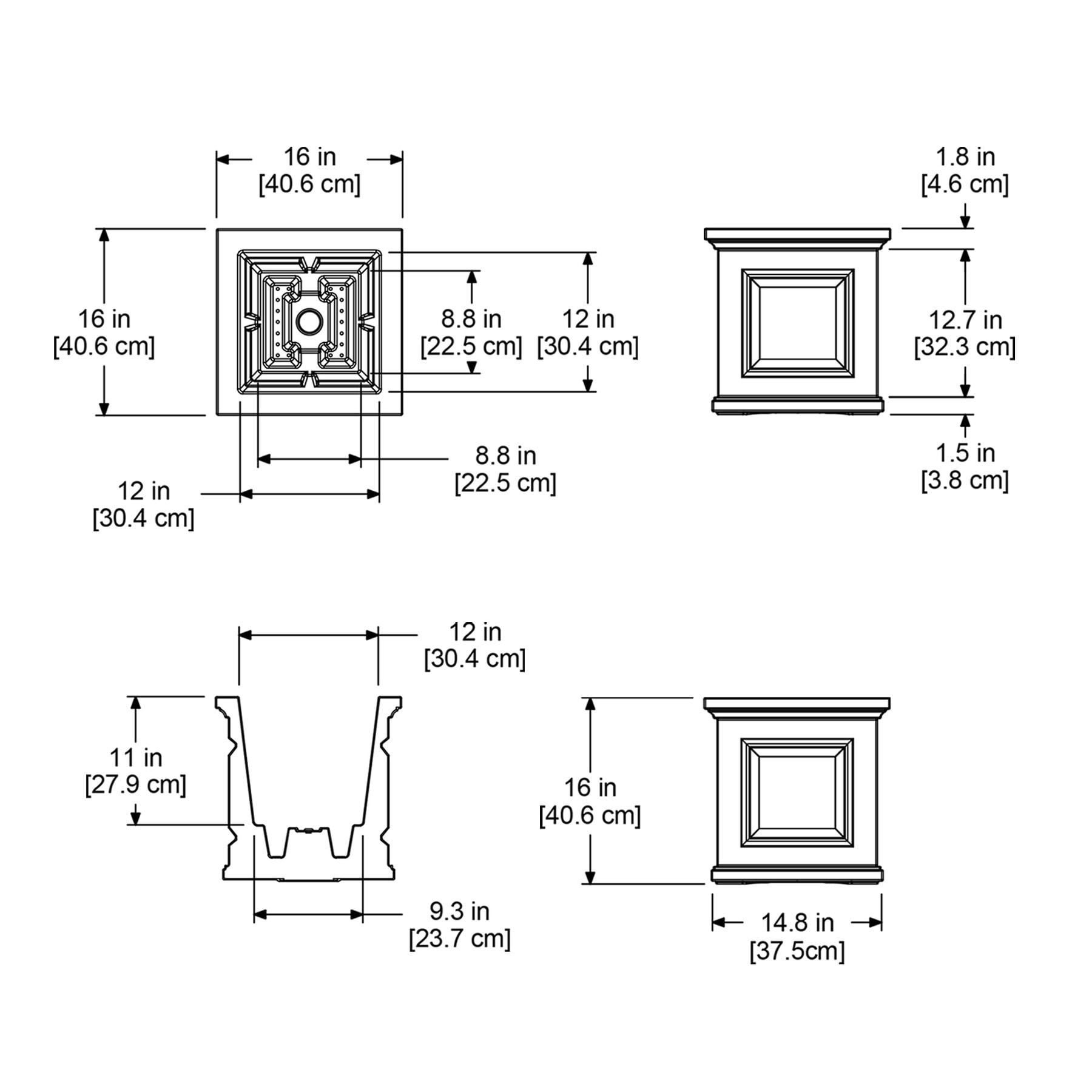 Nantucket Square Resin Planter Box with Water Reservoir