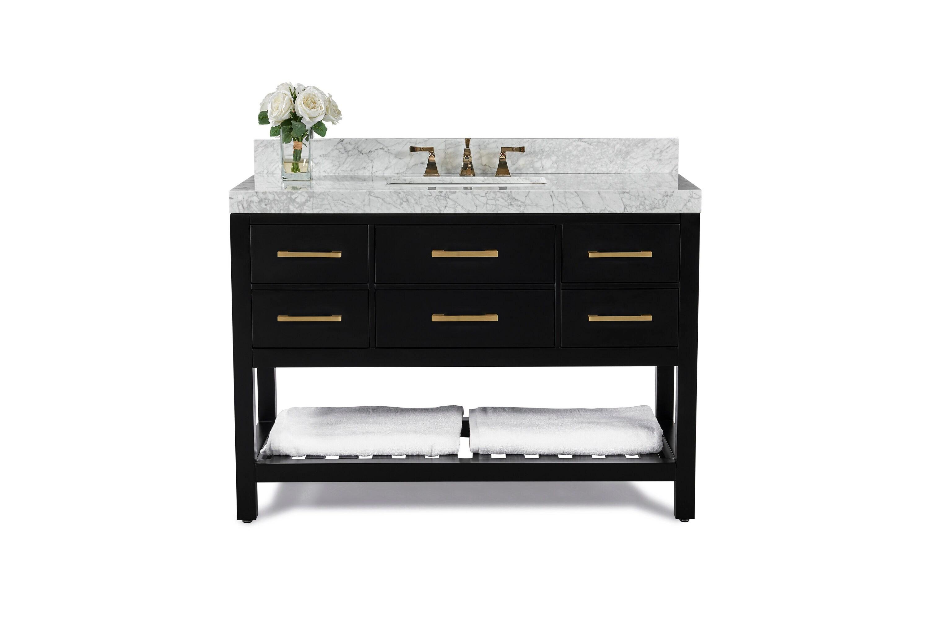 Ancerre Designs Elizabeth 48" Wood Bathroom Vanity Set in Black Onyx