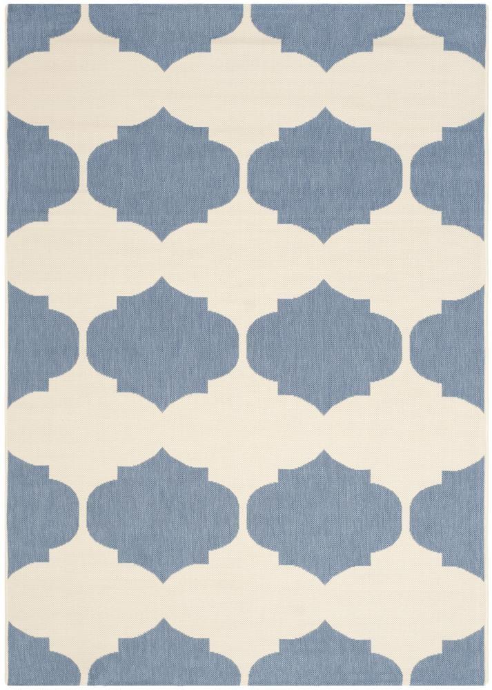 SAFAVIEH Courtyard Elwyn Geometric Indoor/Outdoor Area Rug, Beige/Blue, 9' x 12'