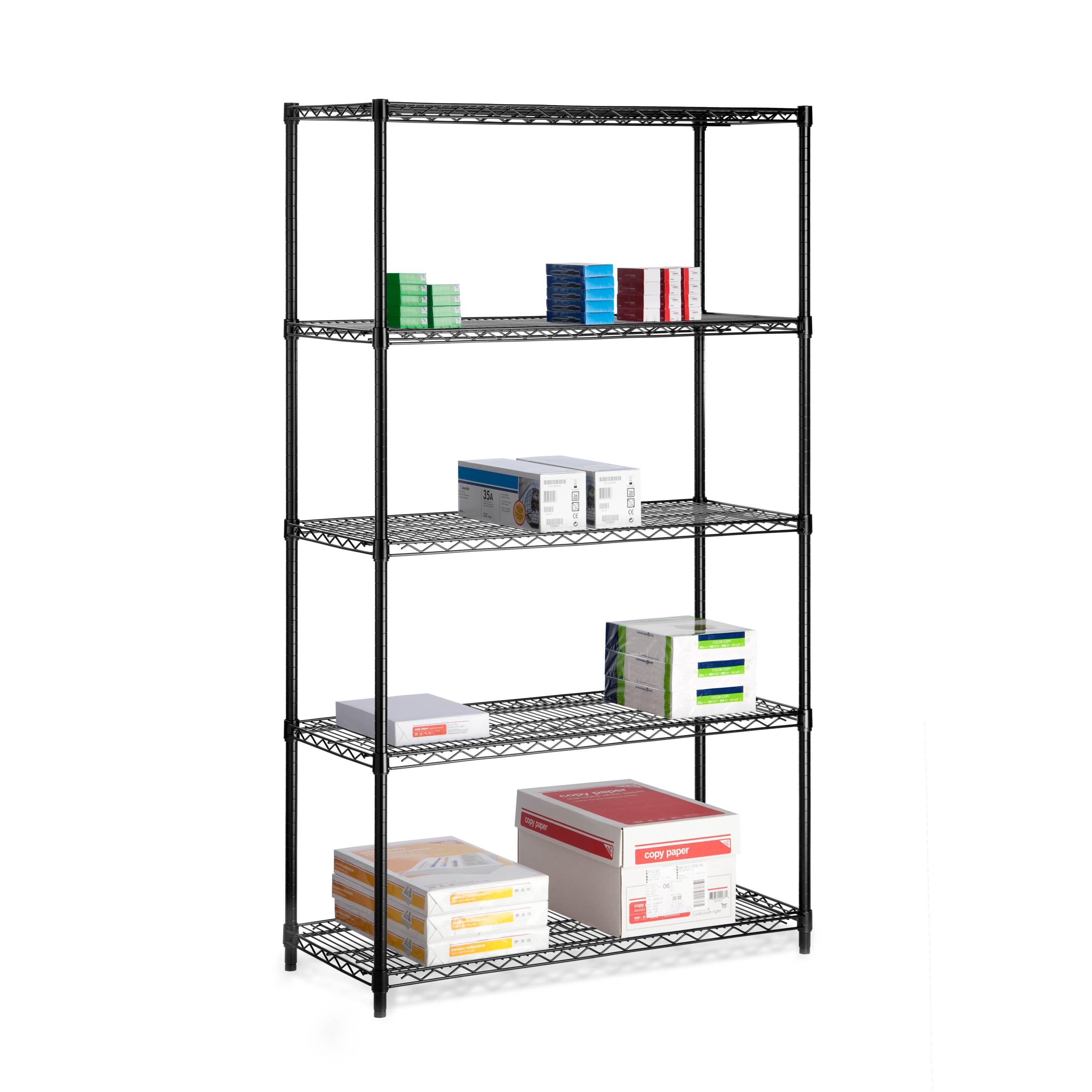 5-Tier Steel Height-Adjustable Shelving Unit (42" W X 72" H X 18" D)