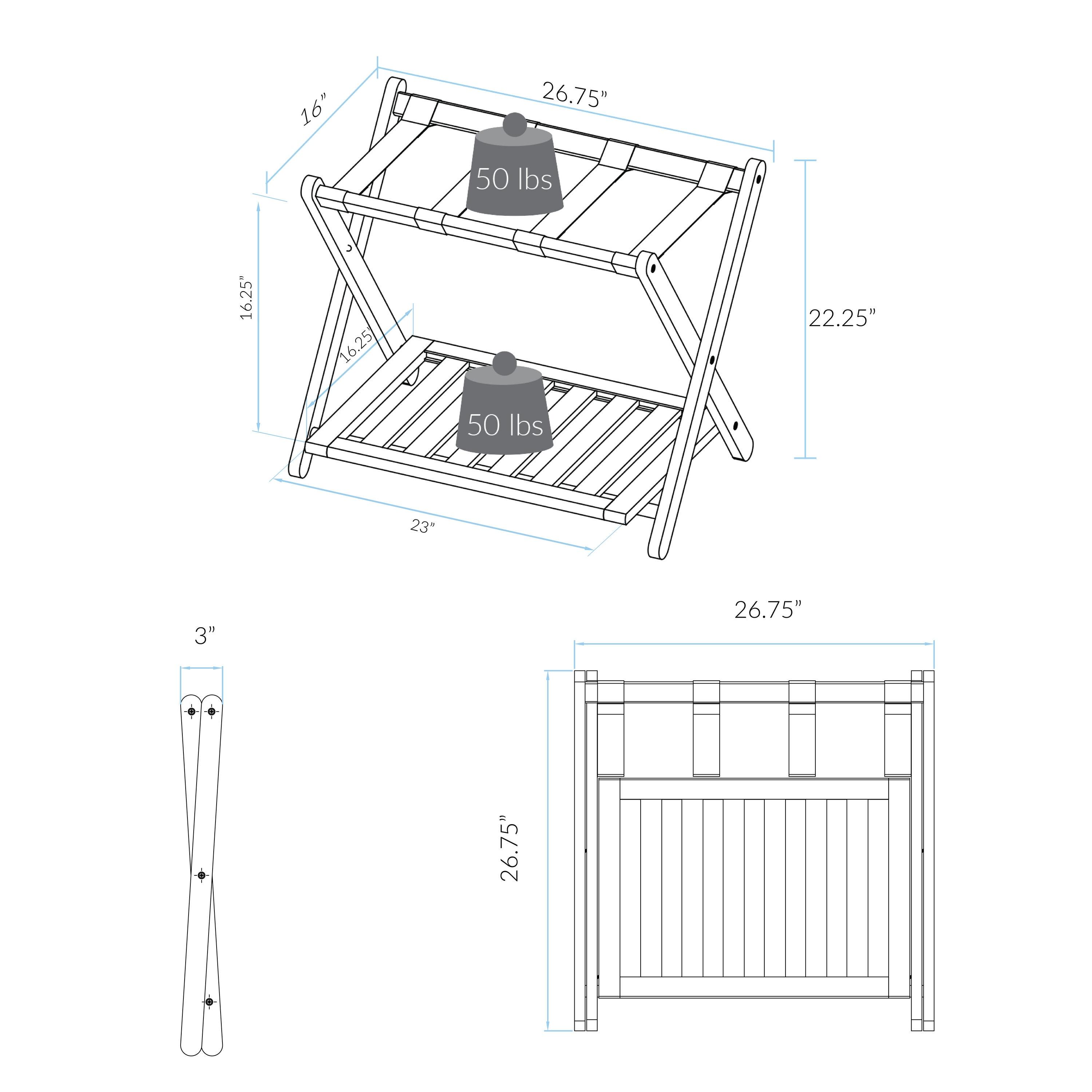 Luggage Rack with Shelf White : Hotel-Style, Folding, No Assembly Required