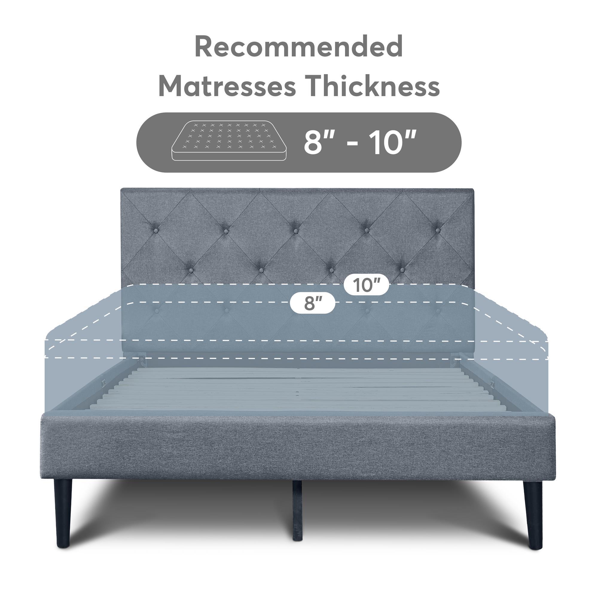 Camden Isle Monticello Platform Bed | Diamond Tufted Headboard | Queen, Gray