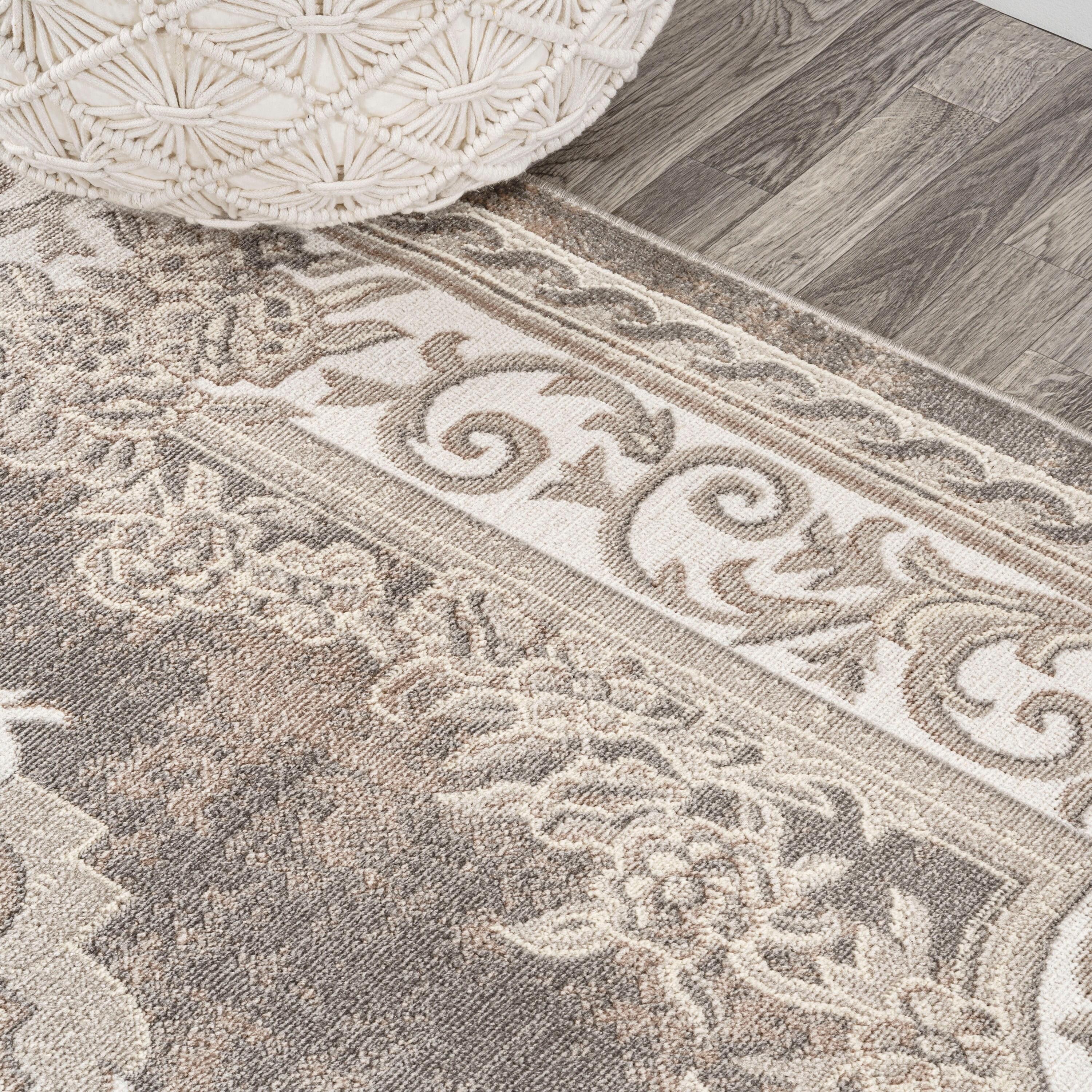 JONATHAN Y Rosalia Cottage Medallion Gray/Ivory 5 ft. x 8 ft. Area Rug