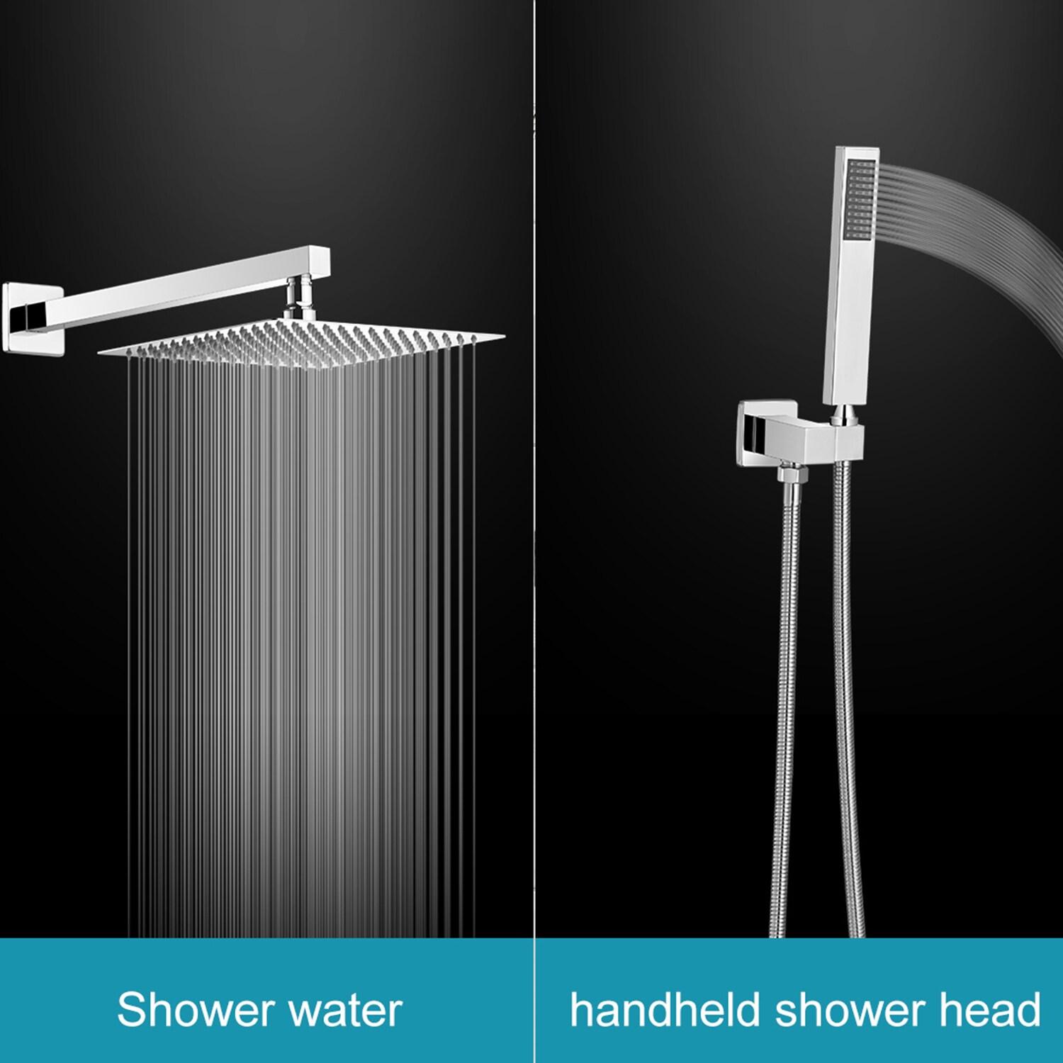 10 Inch Square Bathroom Shower Combo Set In Polished Chrome