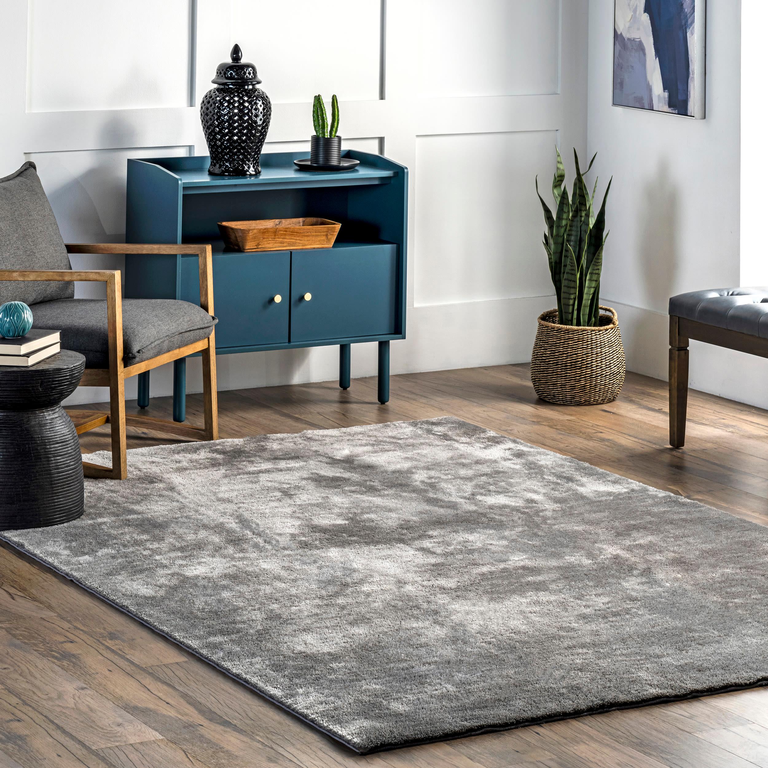 Nuloom Loni Solid 2x3 Machine Washable Accent Shag Indoor Area Rug for Living Room Bedroom Dining Room Nursery Entryway, Dark Grey/Ivory