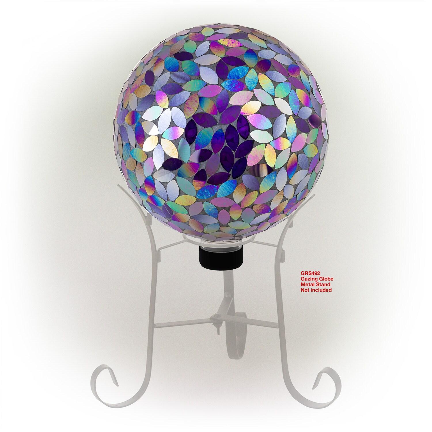 Alpine Corporation 10" Glass Mosaic Iridescent Gazing Globe, Purple