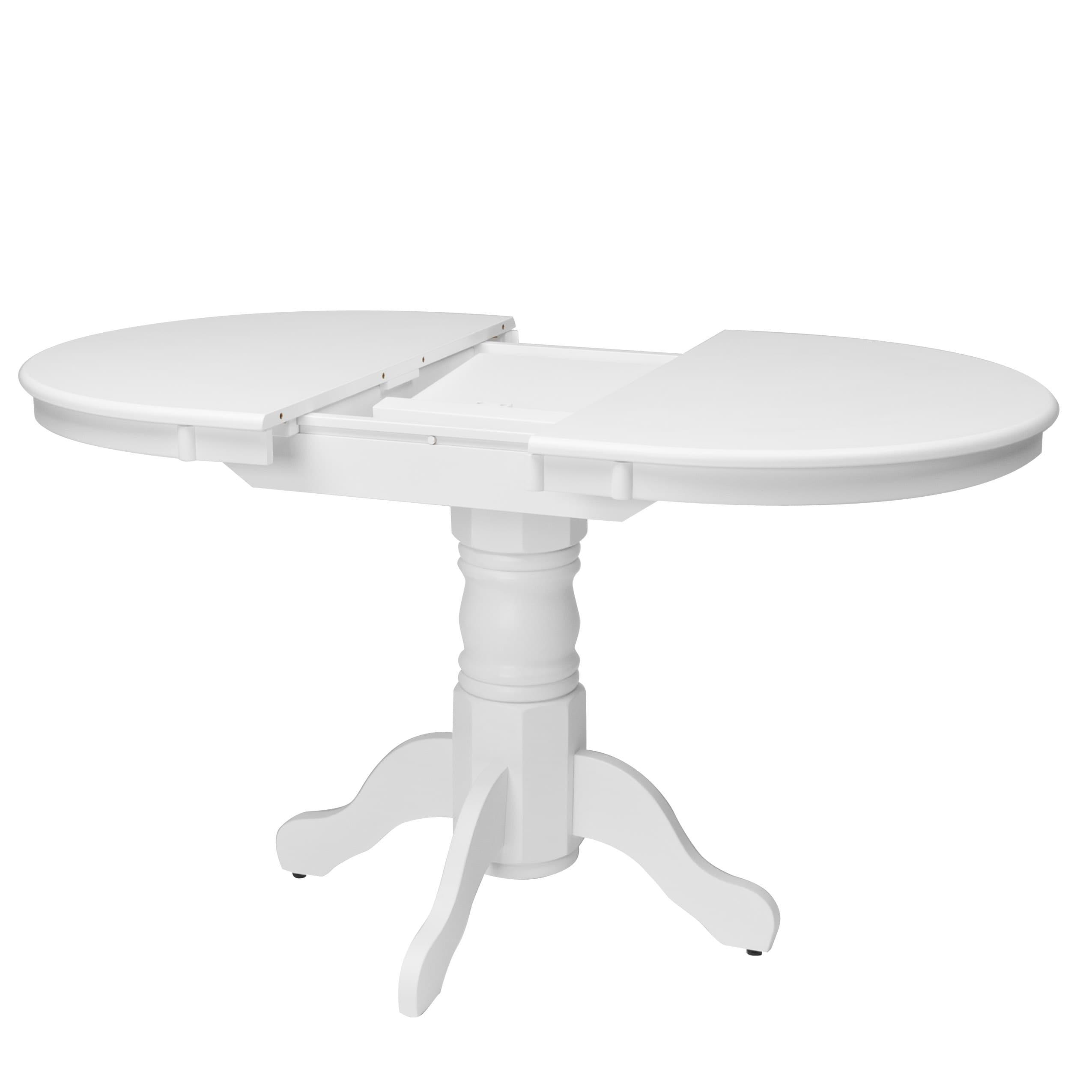 Extendable Dining Table White - CorLiving: Oval Pedestal Kitchen Table with Butterfly Leaf, Seats 4