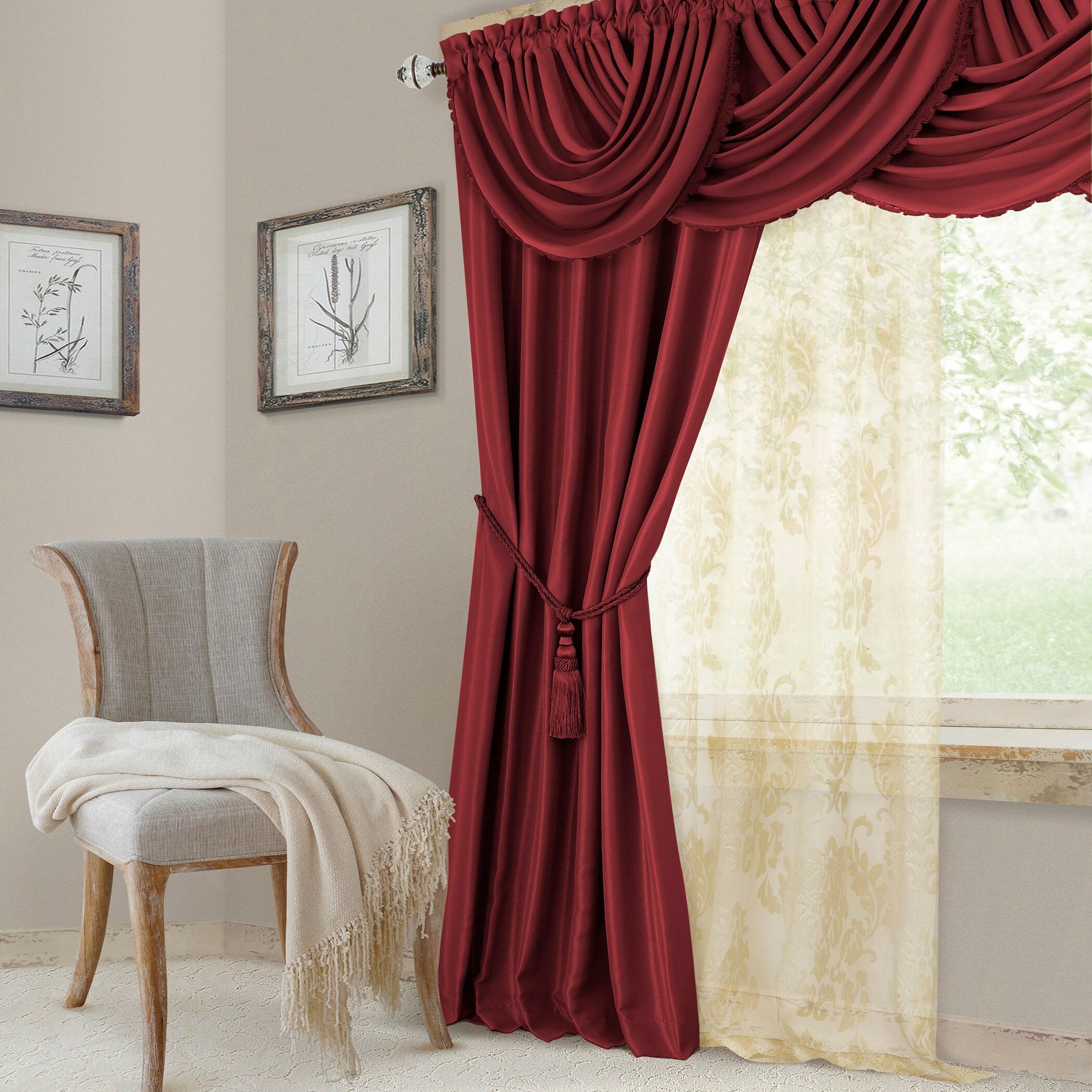 All Seasons Single Waterfall Window Valance - 52" x 36" - Rouge Red - Elrene Home Fashions