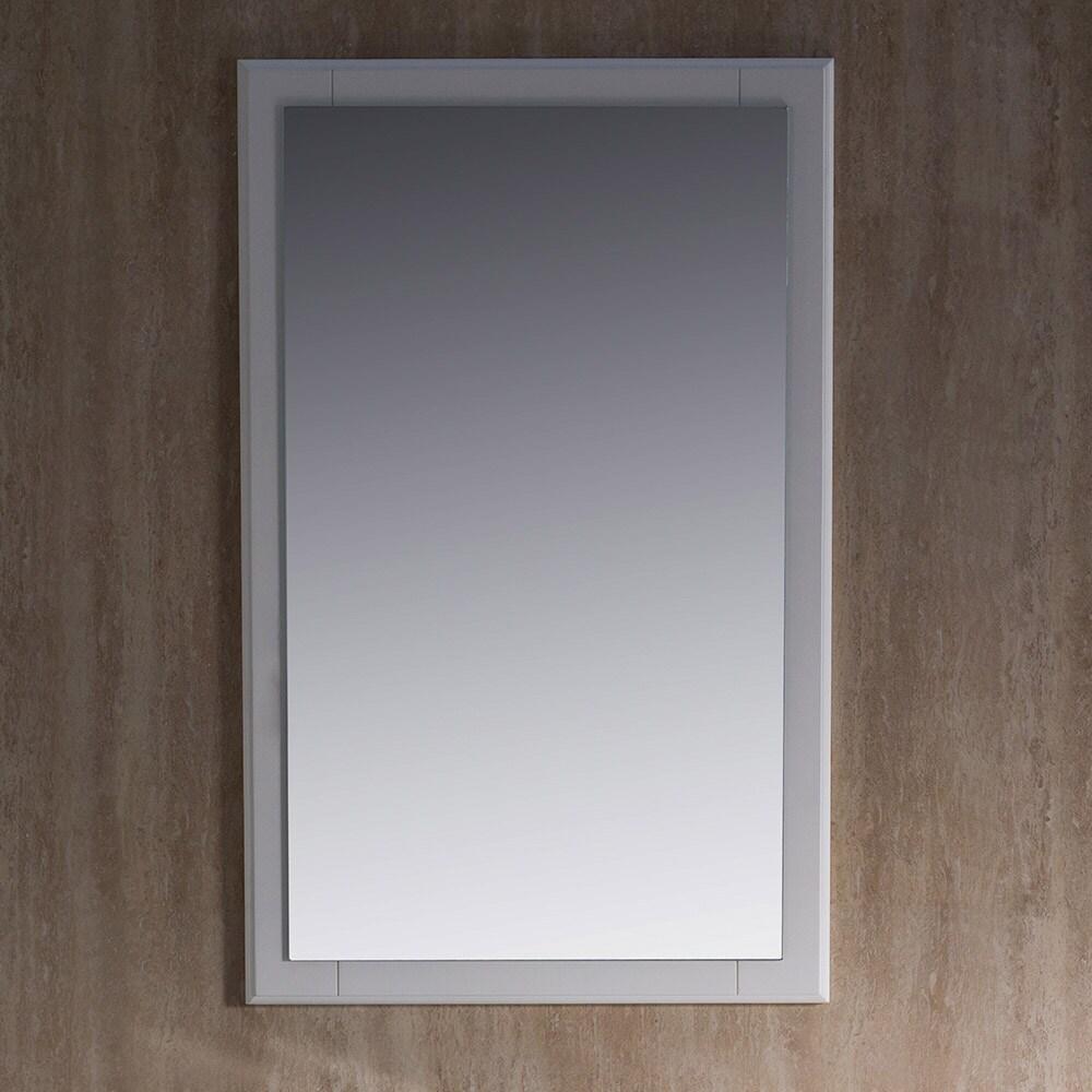 Elegant Antique White Carved Wood 20"x32" Bathroom Vanity Mirror