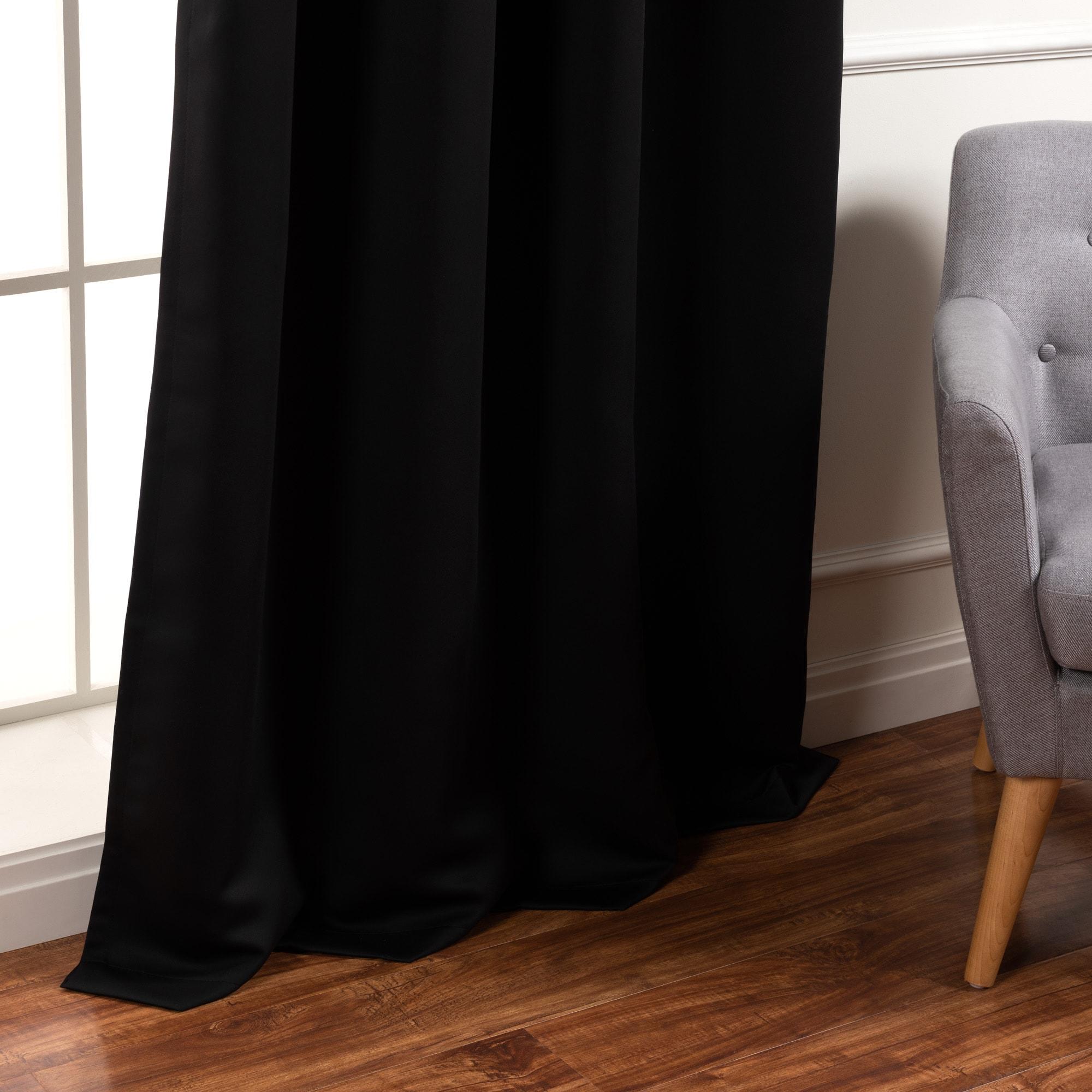 Quality Home Wide Basic Bronze Grommet Blackout Curtain - Black - 80"W X 96"L (Single Panel)