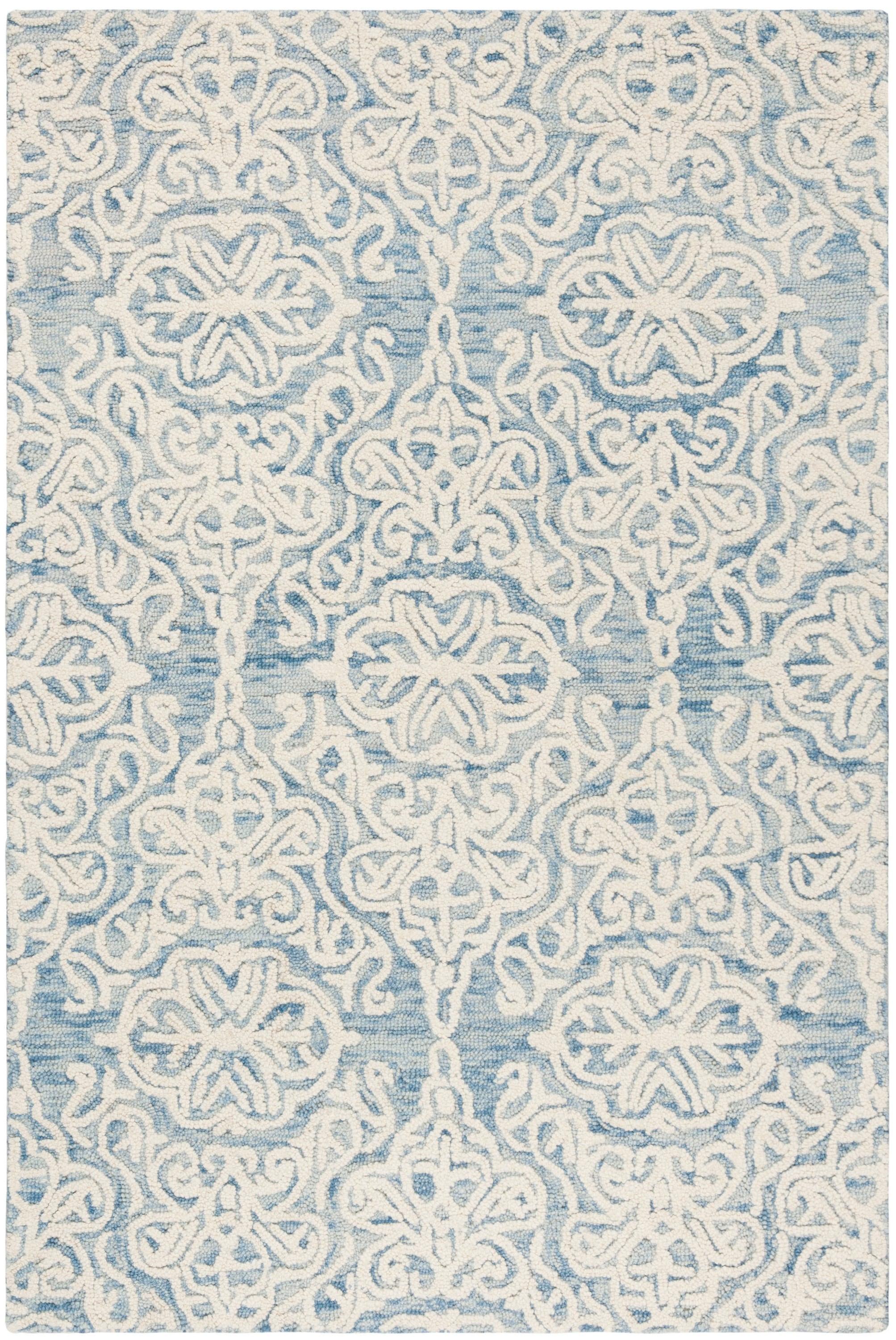 Blossom BLM112 Hand Tufted Indoor Accent Rug - Blue/Ivory - 3'x5' - Safavieh