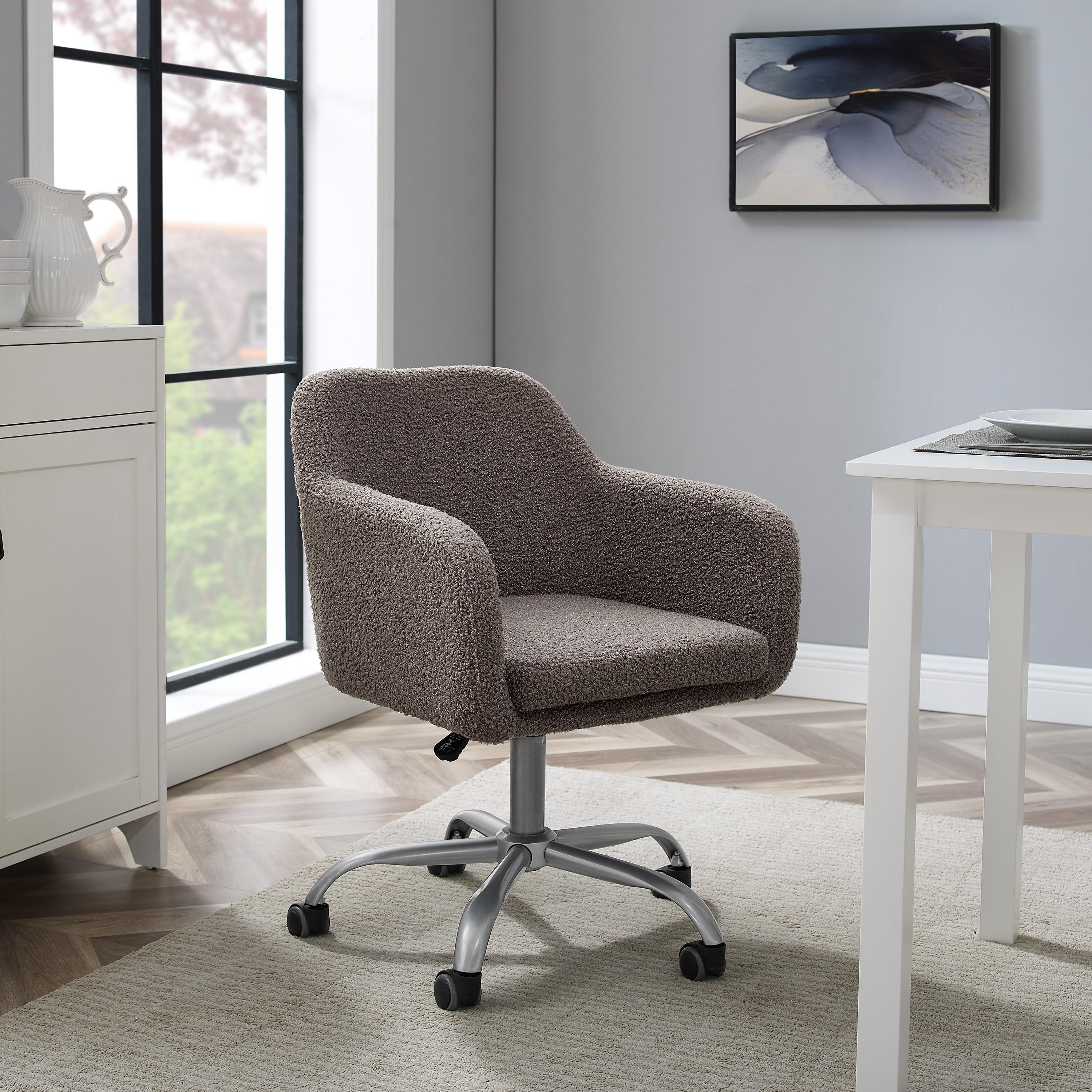 Rylen Modern Swivel Office Desk Chair Gray - Linon: Adjustable, Ergonomic with Chrome-Plated Steel Legs