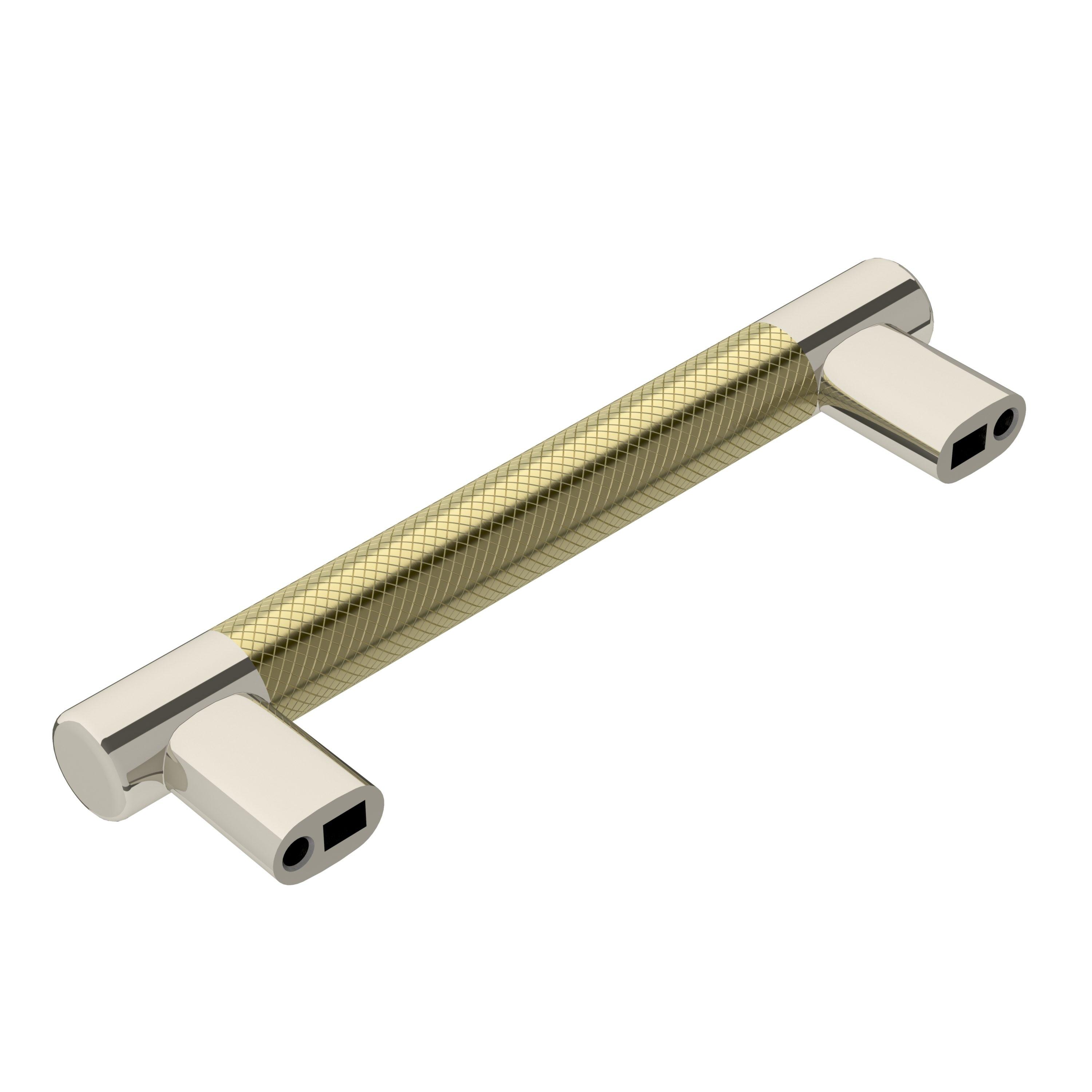 Amerock Esquire 5-1/16 inch (128mm) Center-to-Center Polished Nickel/Golden Champagne Cabinet Pull