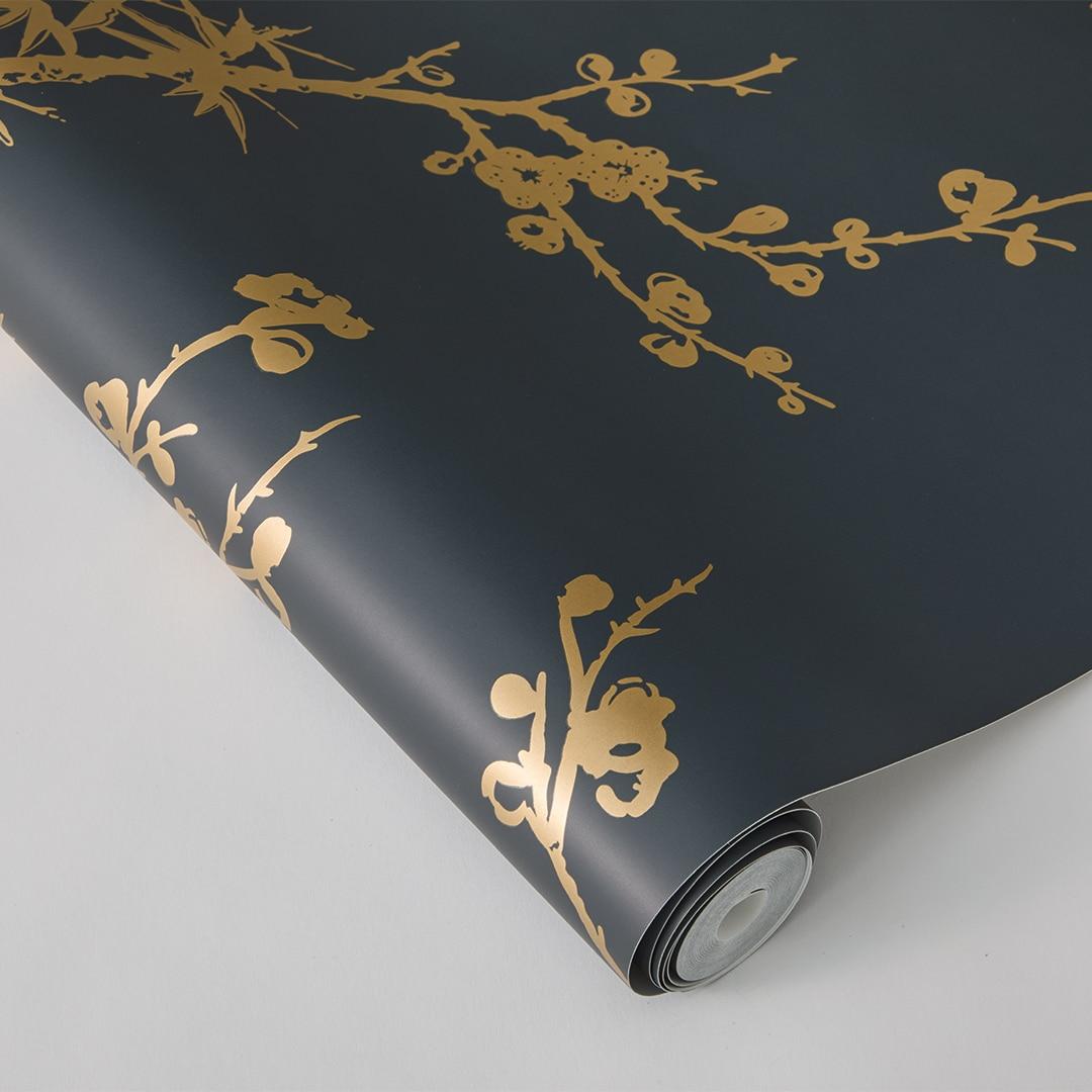 Tempaper & Co.® x Cynthia Rowley Bird Watching Removable Peel and Stick Wallpaper, Black and Gold, 56 sq ft: Vinyl, Self-Adhesive