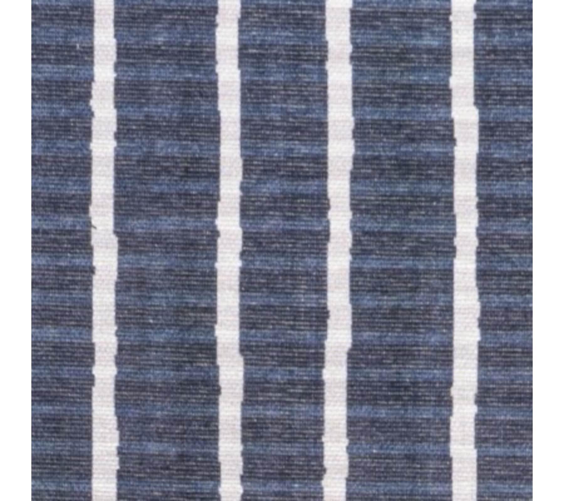 2' x 8' Rand Distressed Ticking Stripe Machine-Washable Runner Rug, Navy/Ivory - JONATHAN Y