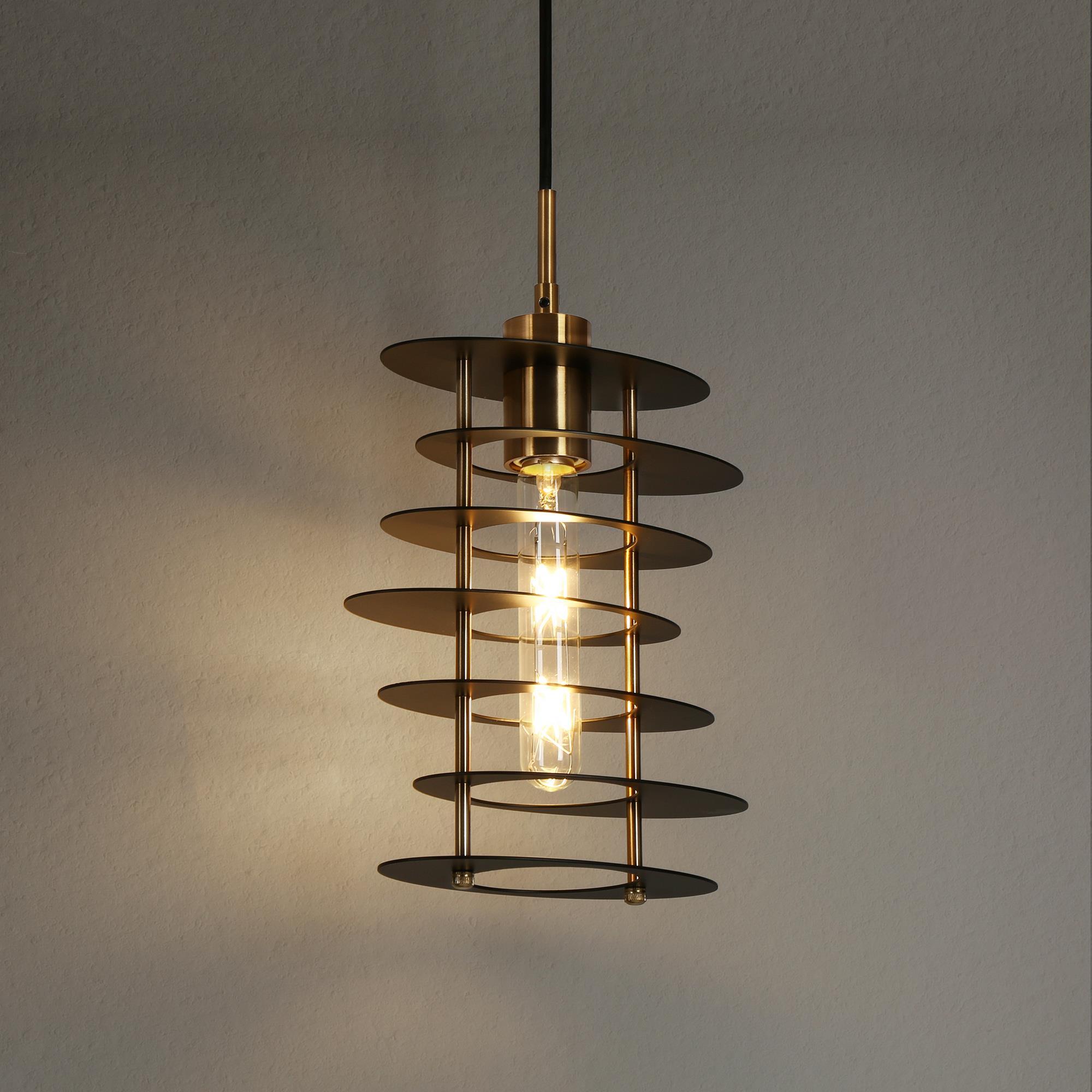 LNC Meubelkunst 1-Lights 9" Modern Cylinder Mini Pendant  Lights,Black and Polished Gold