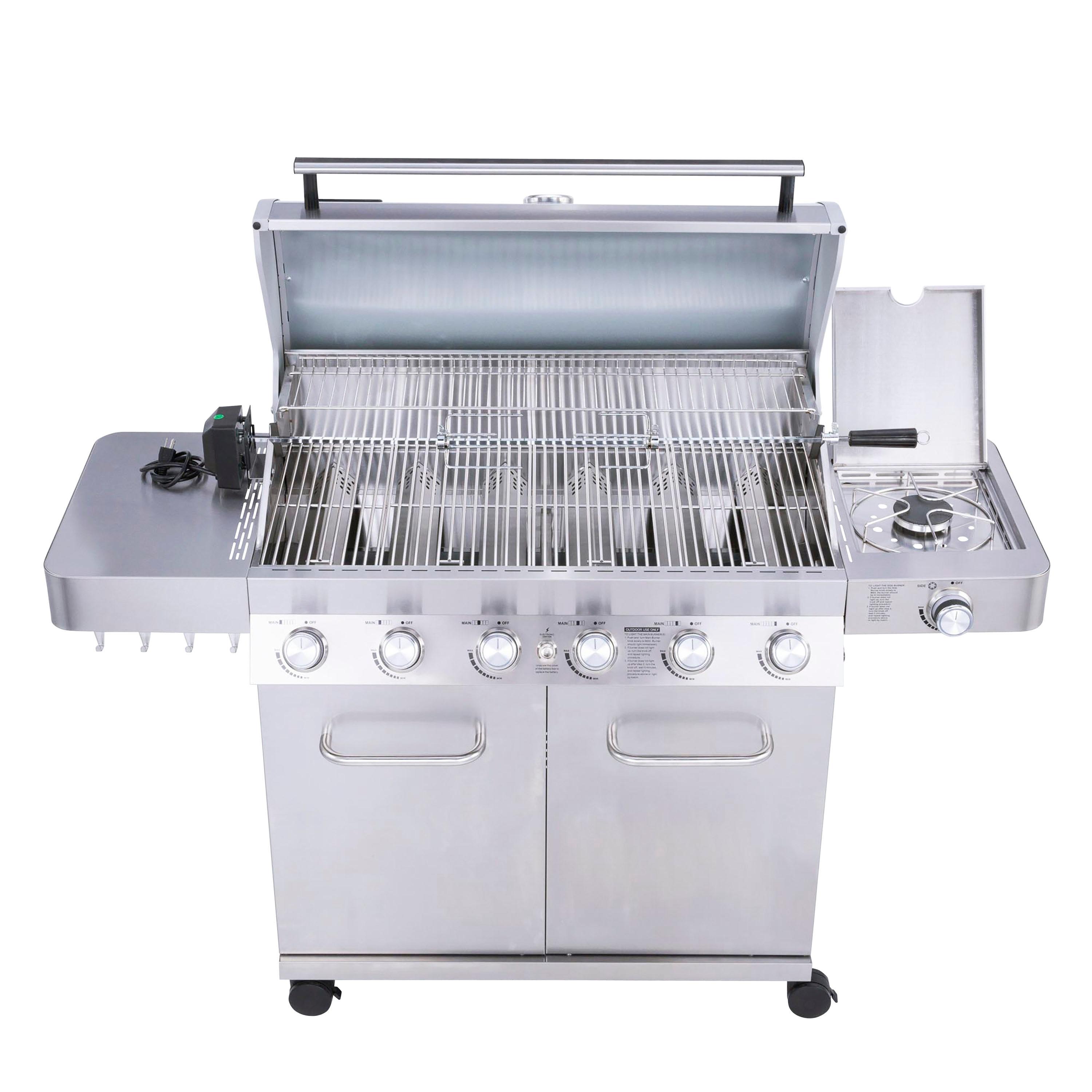 Monument Grill 77352 6-Burner Stainless Propane Gas Grillwith Rotisserie Kit