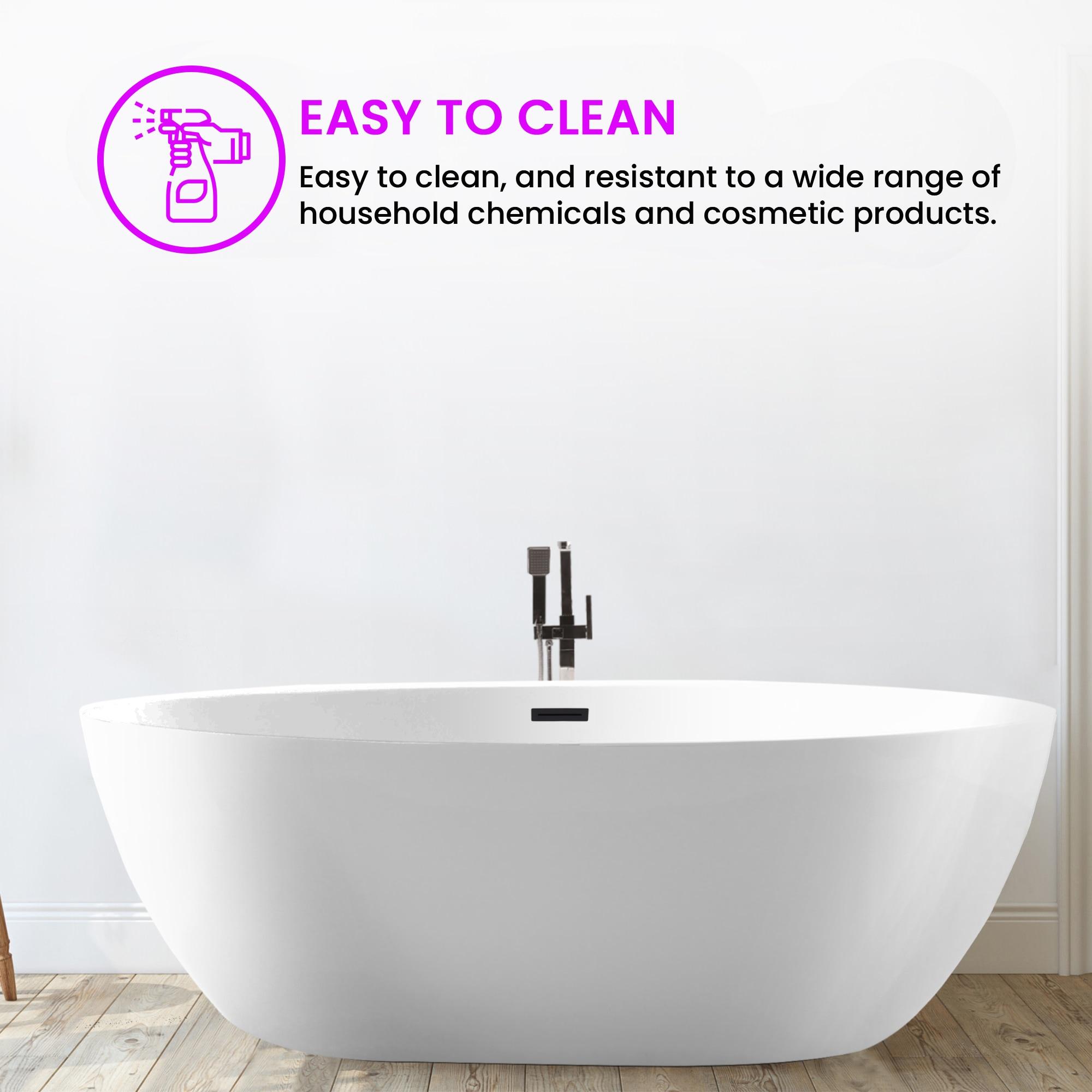Vanity Art 59" X 32" White Acrylic Freestanding Bathtub