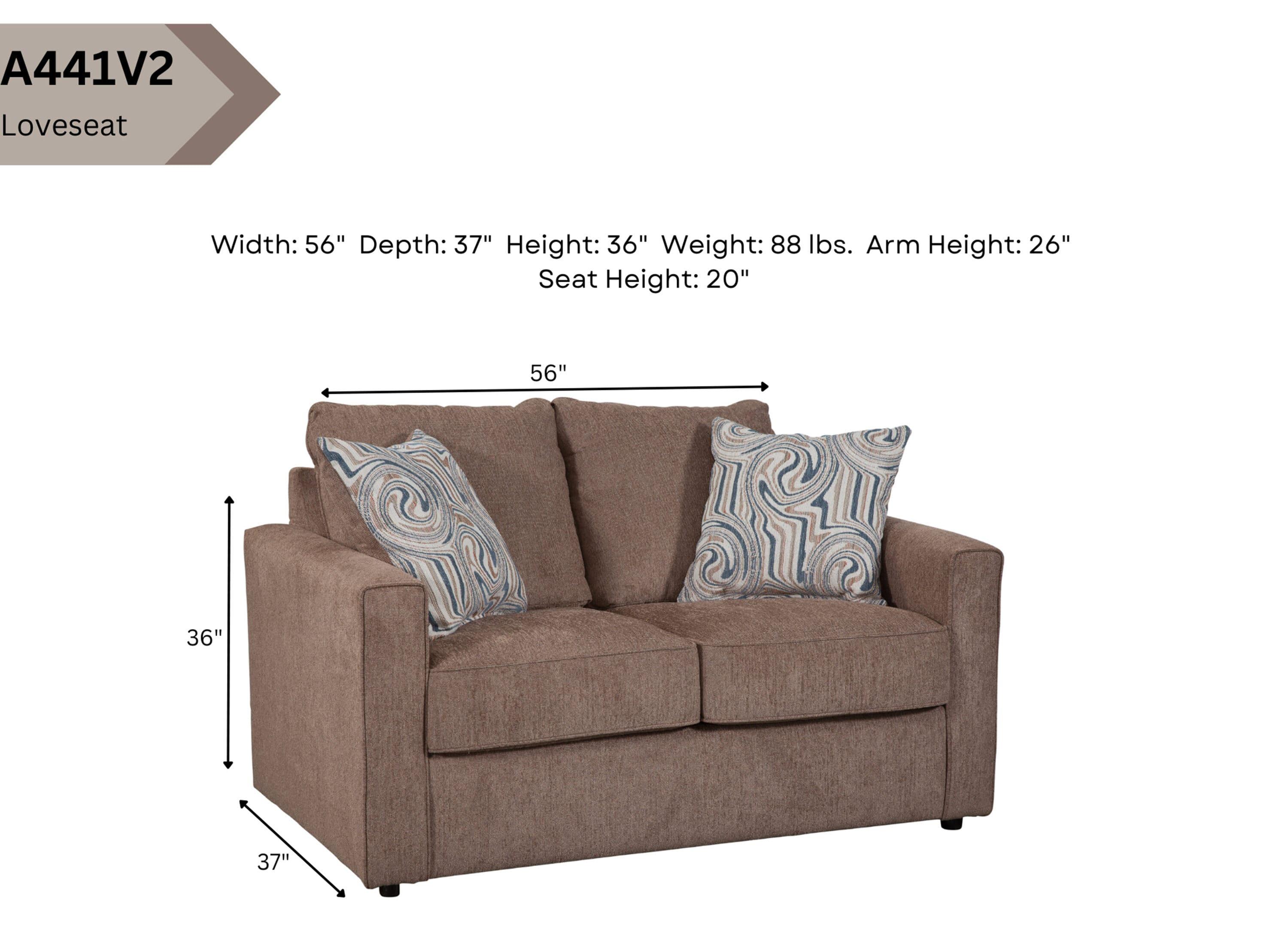 American Furniture Classics Delilah Model 8-020-A441V2 Loveseat with 2 Throw Pillows for Indoor Use