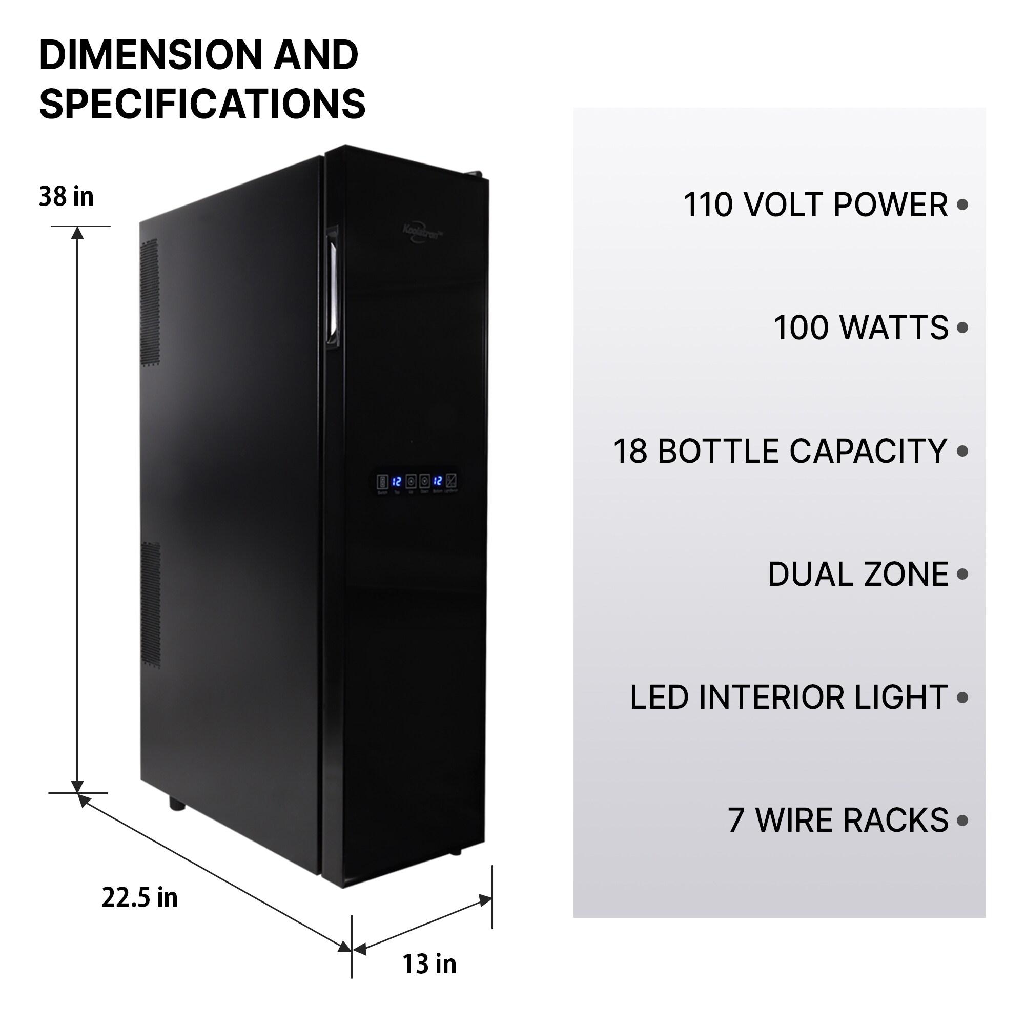 Koolatron Wine Cooler Refrigerator 12 Bottle Deluxe Countertop Compact Wine Cellar, Small Freestanding: Black Glass Door, Thermoelectric, 6 Shelves